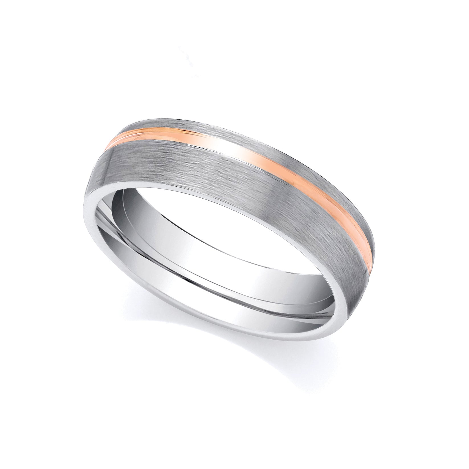 2 Colour 9ct Rose and White Fancy Wedding Ring