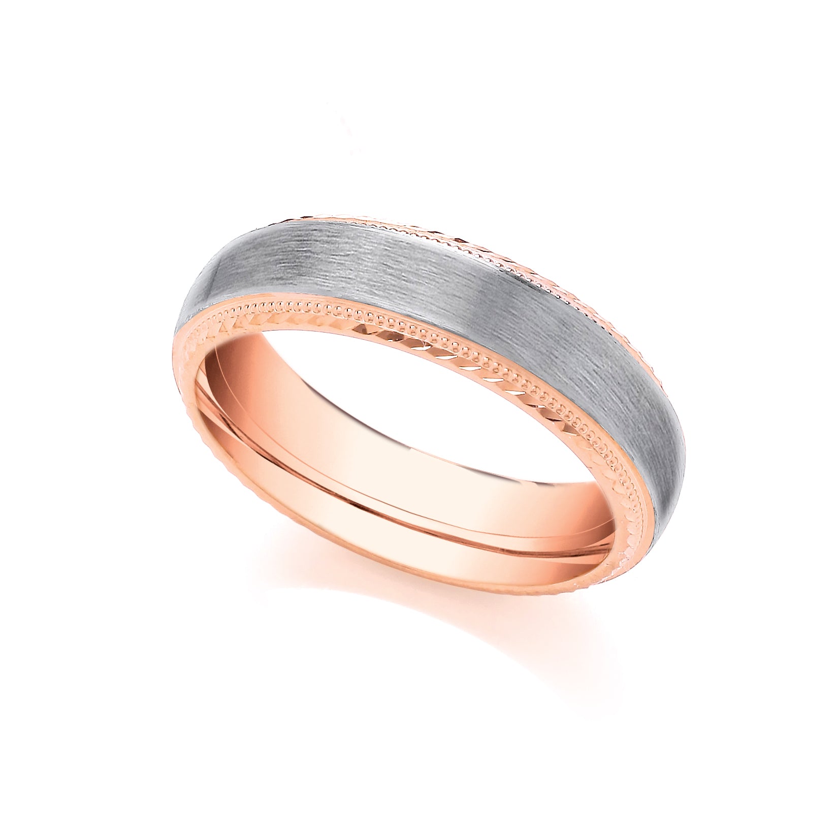 2 Colour 9ct Rose and White Fancy Wedding Ring