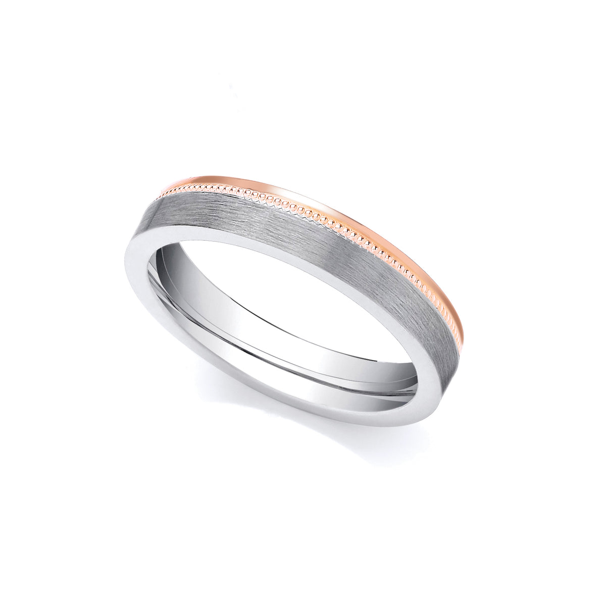 2 Colour 9ct Rose and White Fancy Wedding Ring