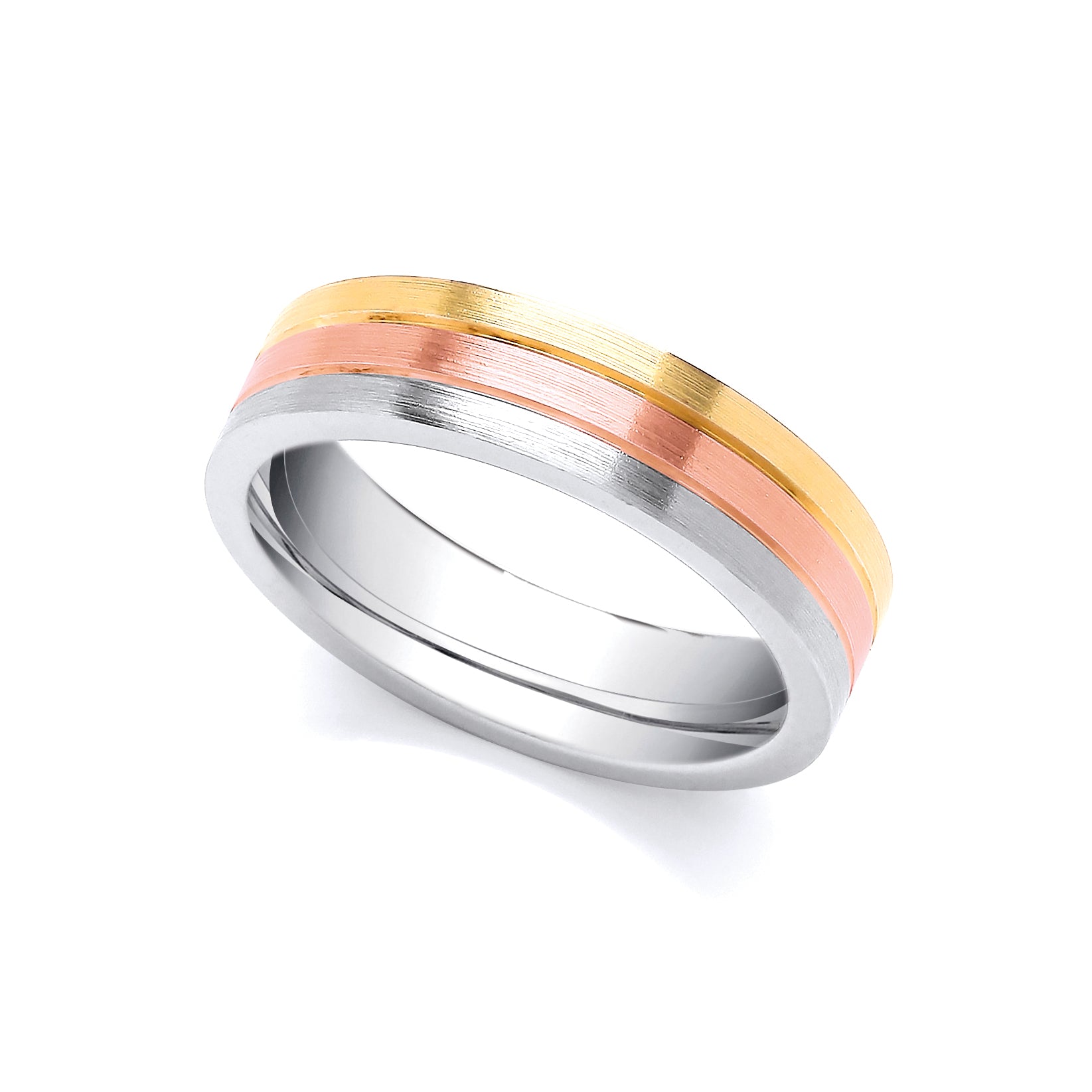 9ct Yellow, Rose and White Fancy Wedding Ring