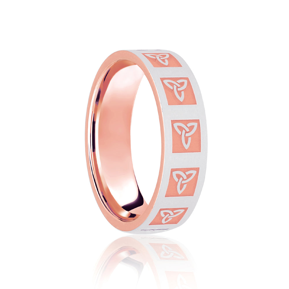 9ct Rose & Celtic Laser Engraved Wedding Band