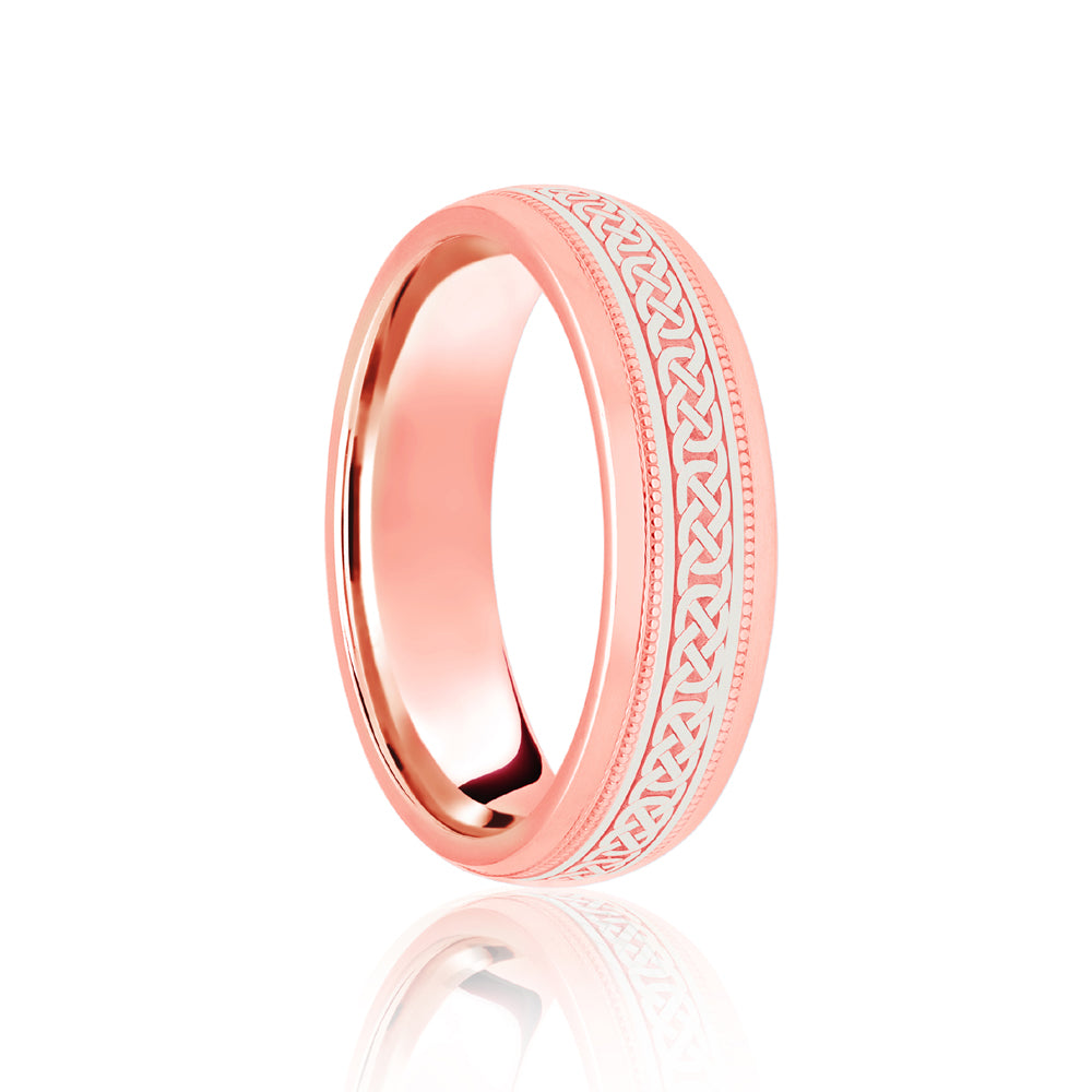 9ct Rose & Celtic Laser Engraved Wedding Band