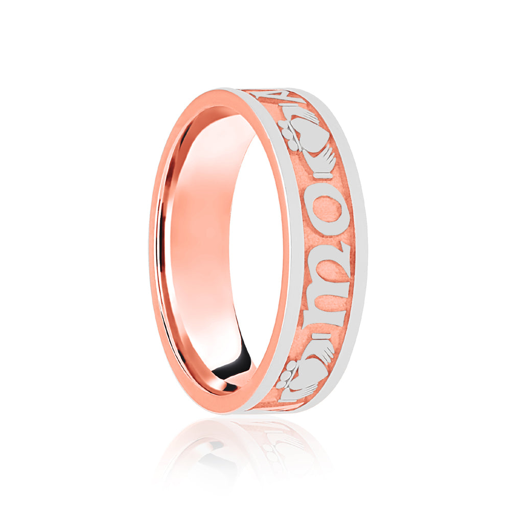 9ct Rose & Celtic Laser Engraved Wedding Band