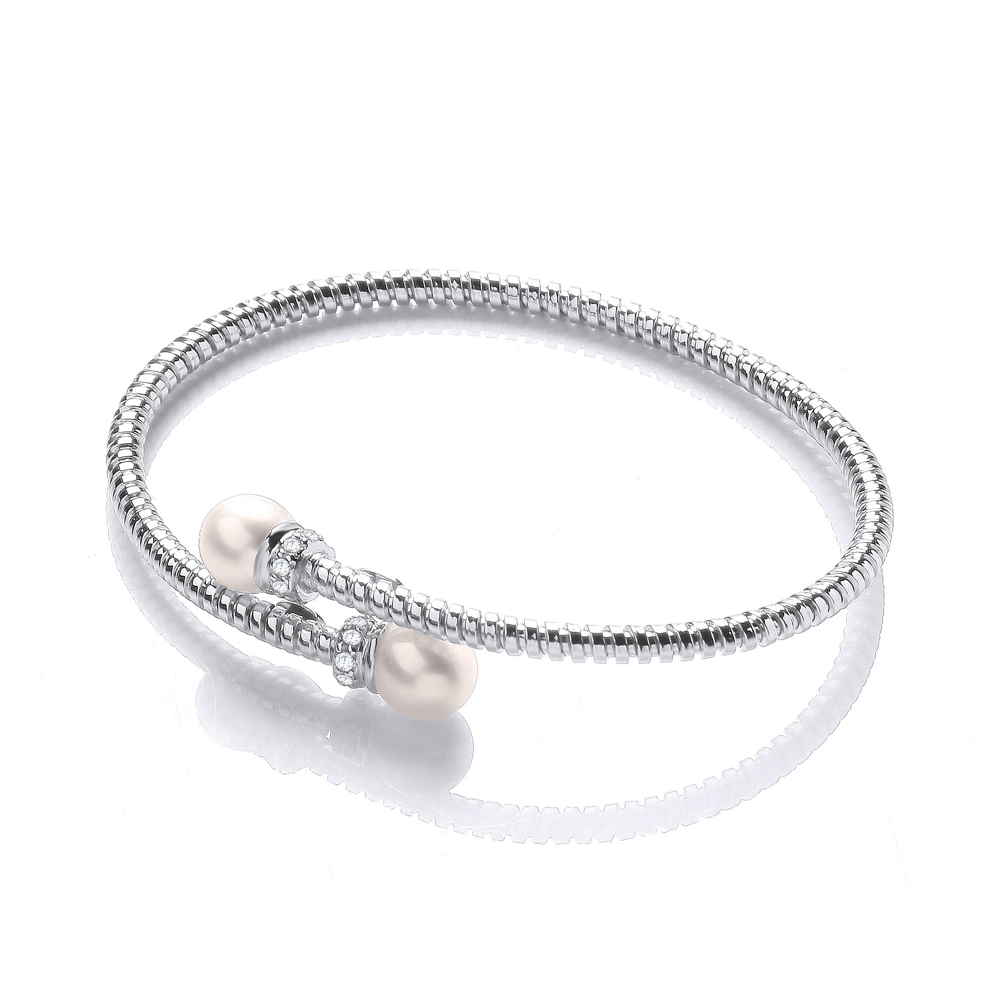Cross Over Wire Bangle in Silver Rh Plating or Yellow Gold Plating - Silver