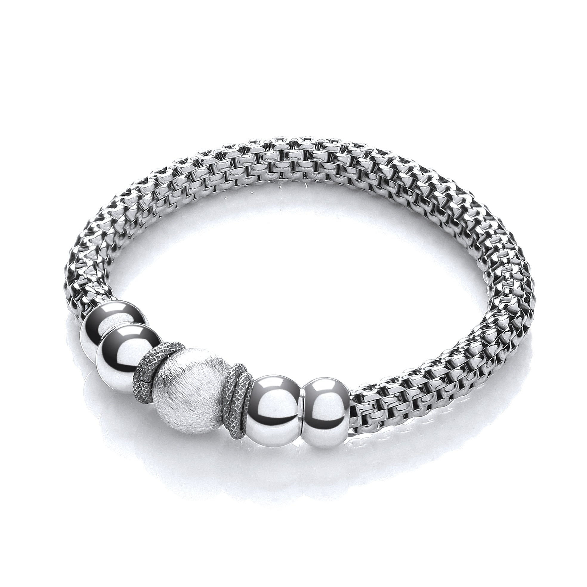 Mesh Ruthenium Finish Fancy Bracelet - Silver