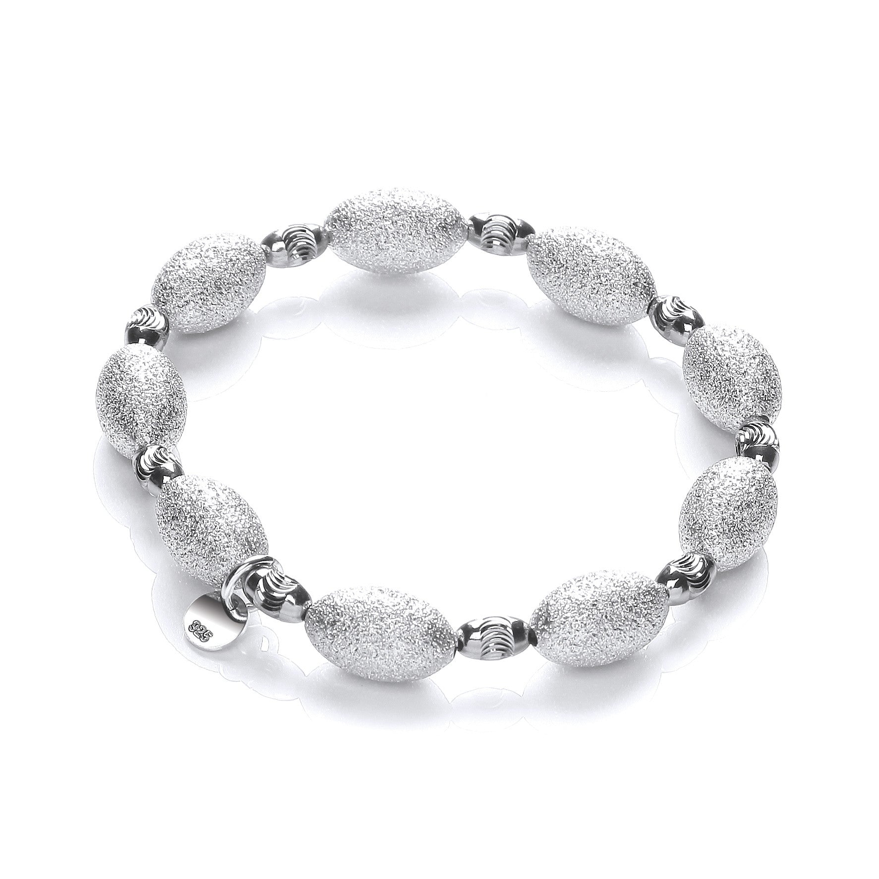 Silver bracelet with Frosted & Ruthenium Beads - Silver