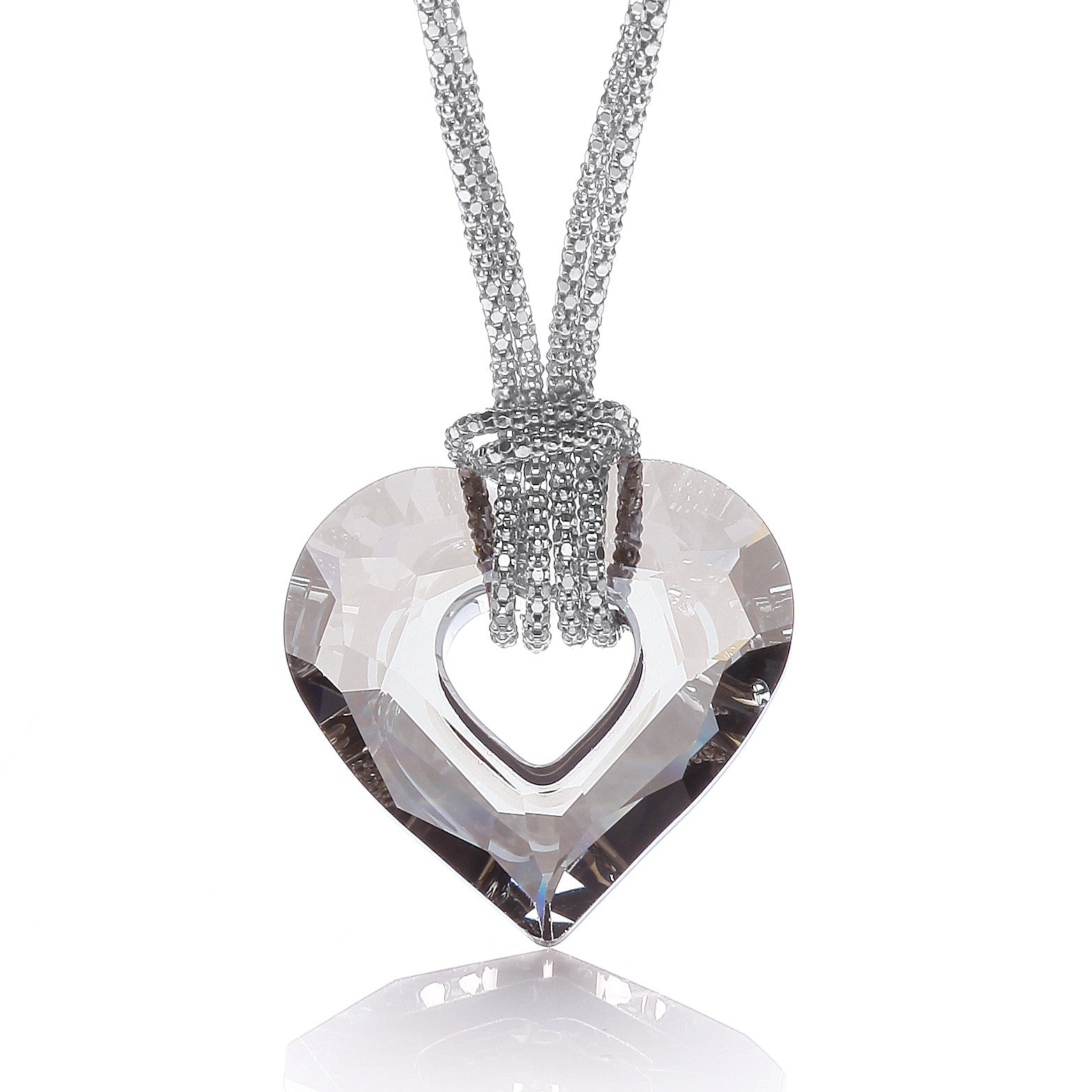 Crystal Heart Fancy Chain 17"/43cm - Silver