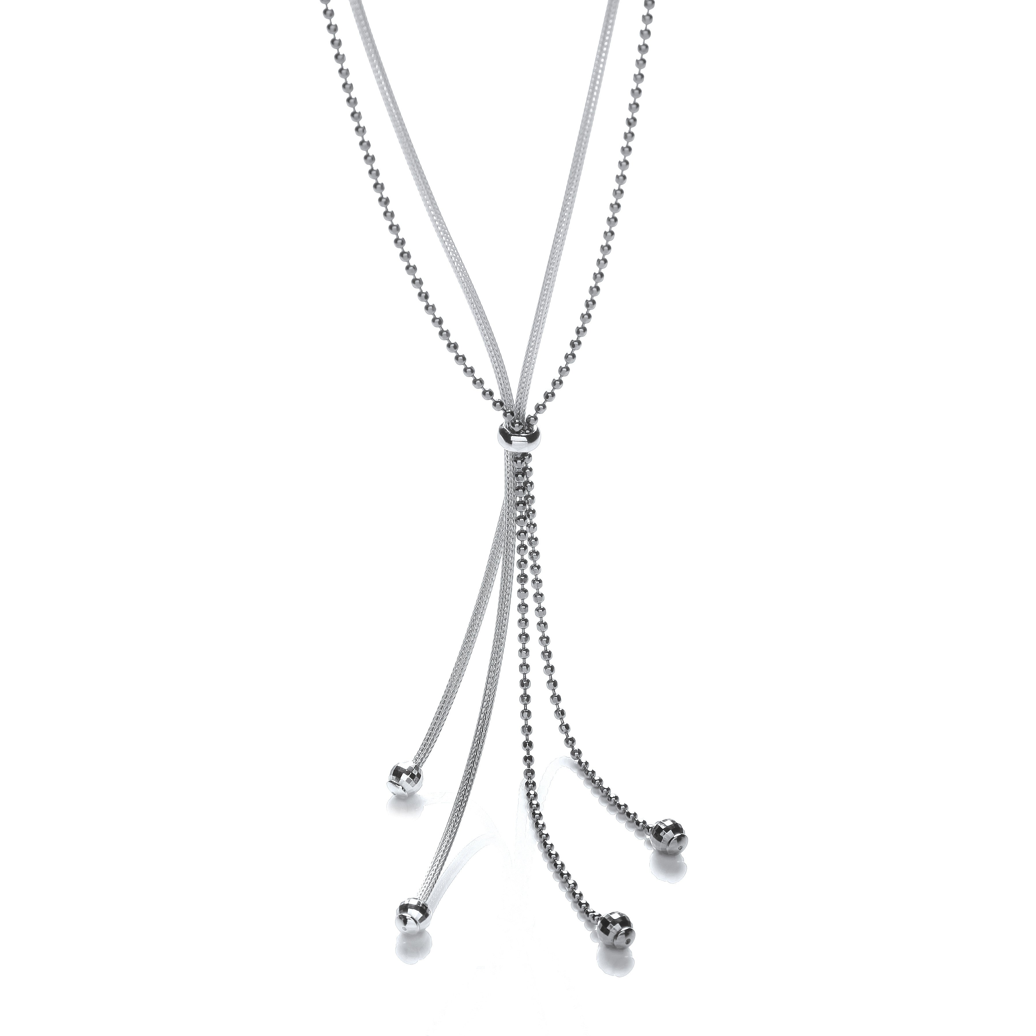 Fancy Tassle Ruthenium Chain - Silver