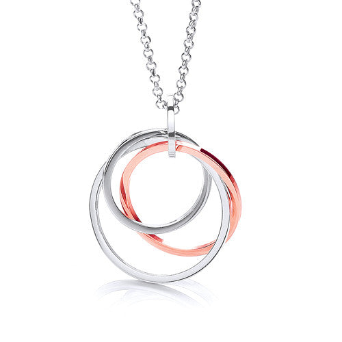Interlocking Circles Pendant with 18" Chain - Silver