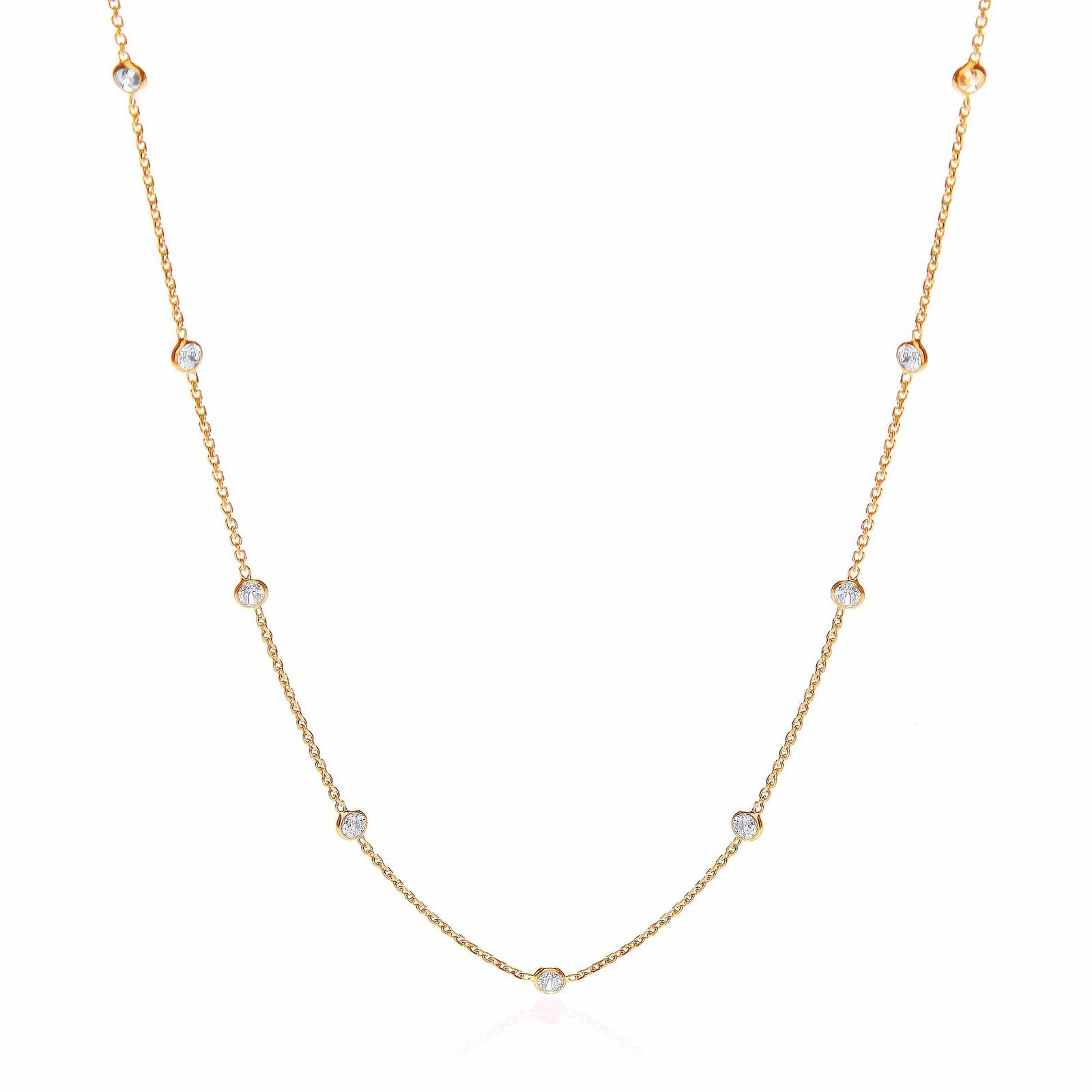 Gold Coated Rubover 11 Cz's Necklace 18"