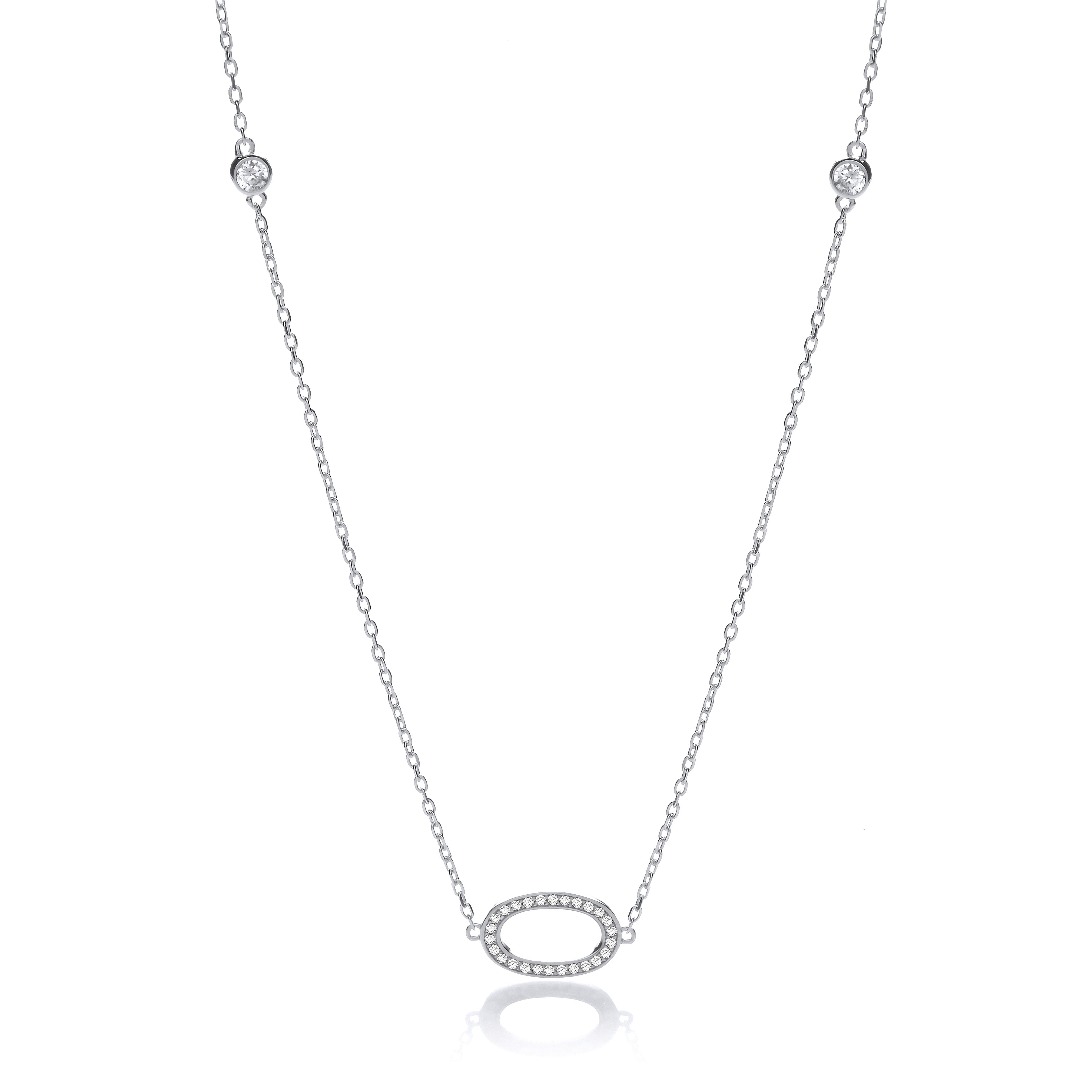 Silver Diamond by the Yard Cubic Zirconia Style 36" Necklace - Silver