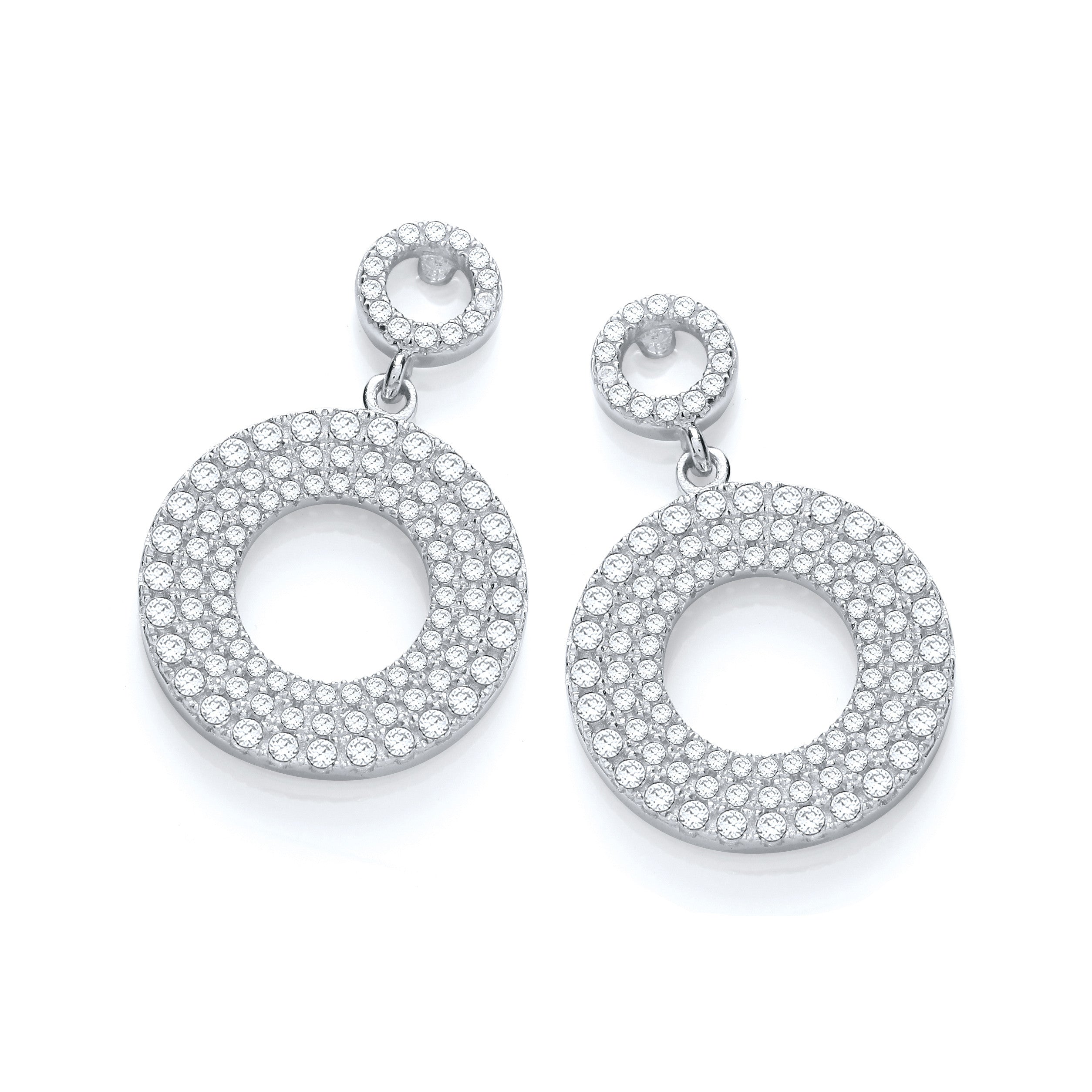 Micro Pave' Fancy Drop Earring - Silver