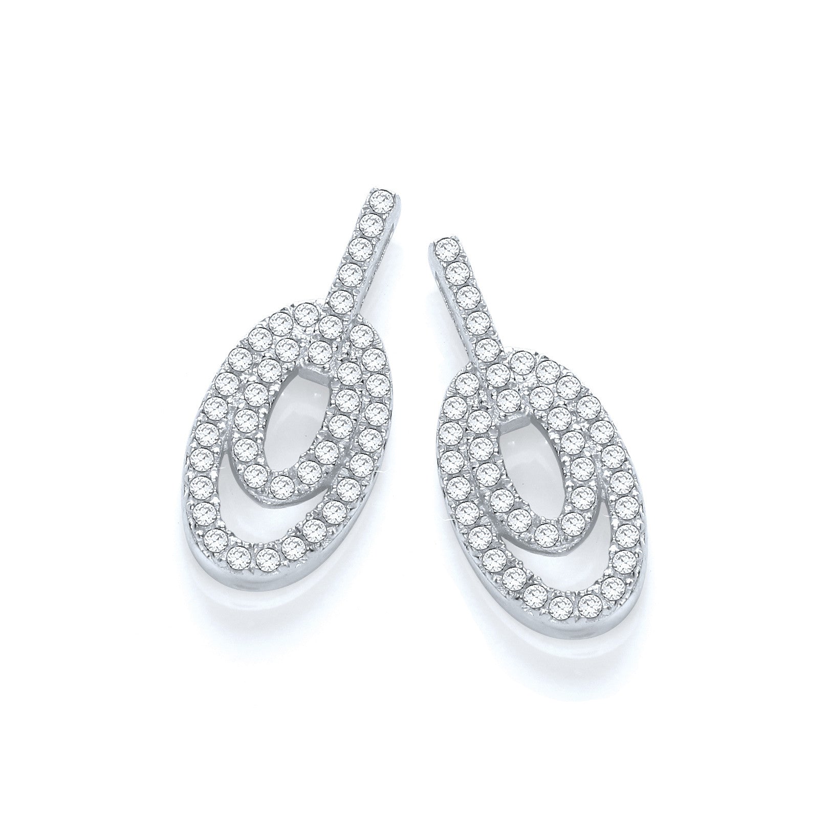 Micro Pave' Fancy Drop Earring - Silver