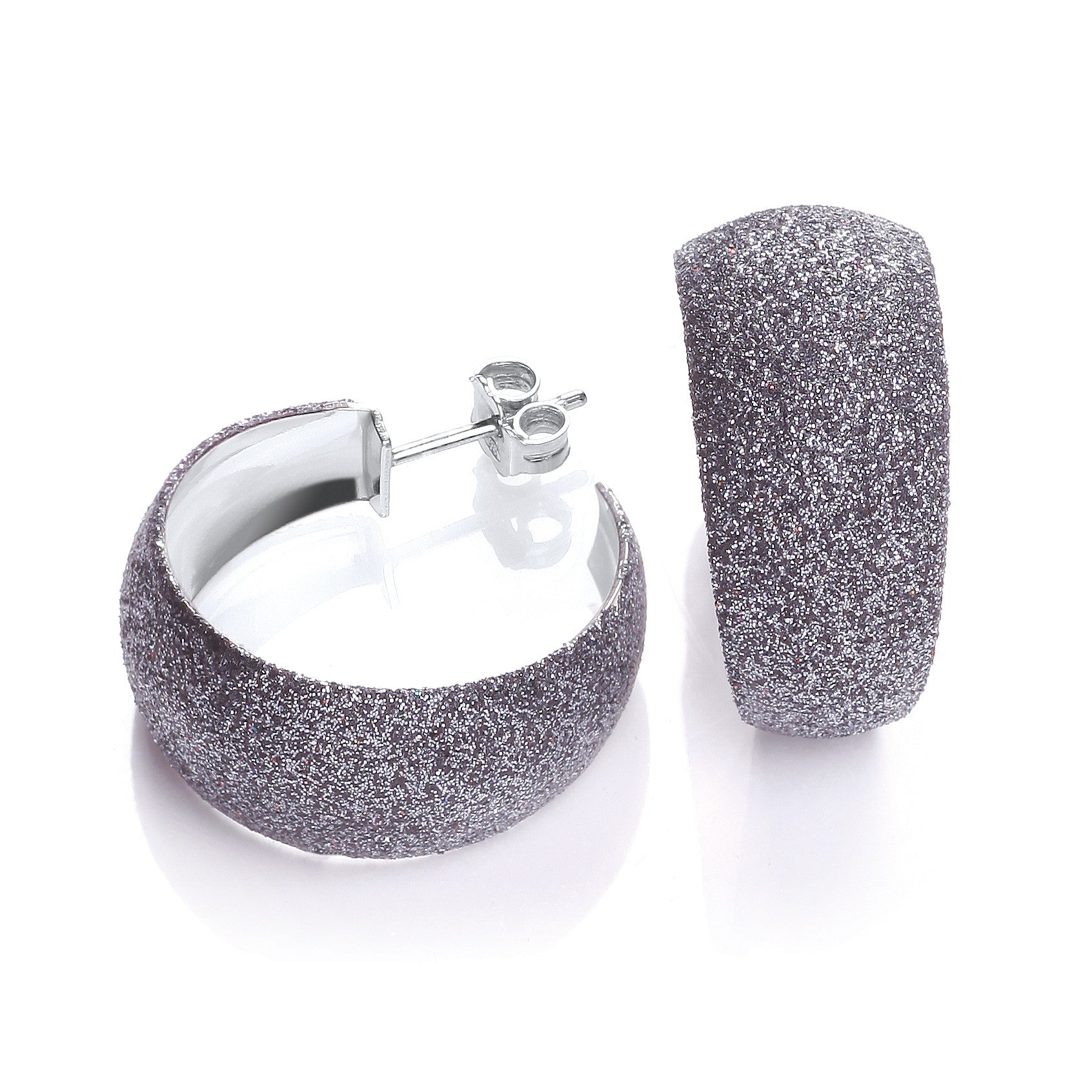 Moondust Finish Black Colour Rh.Plated Earrings - Silver