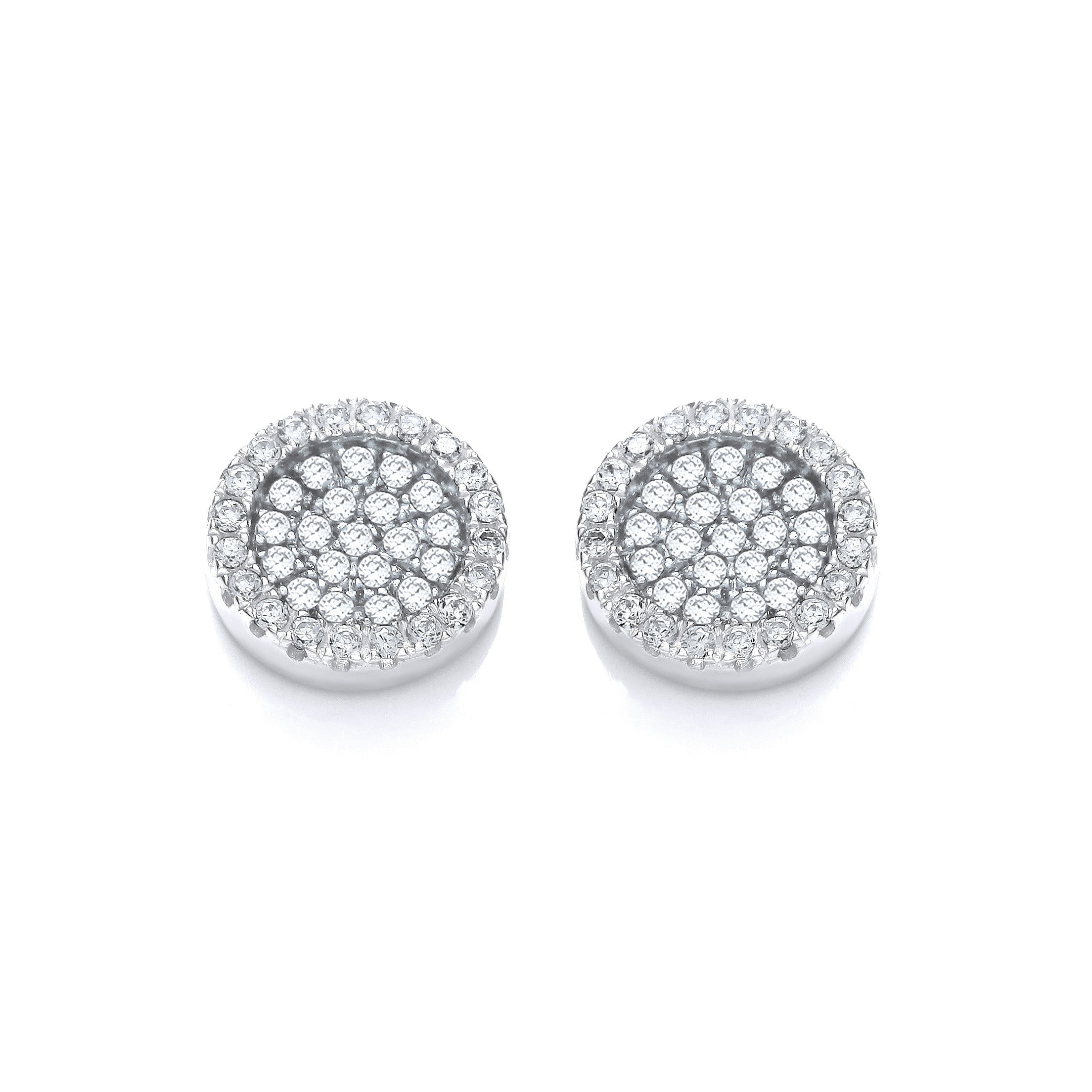 Micro Pave' Round Cubic Zirconia Stud Earrings - Silver