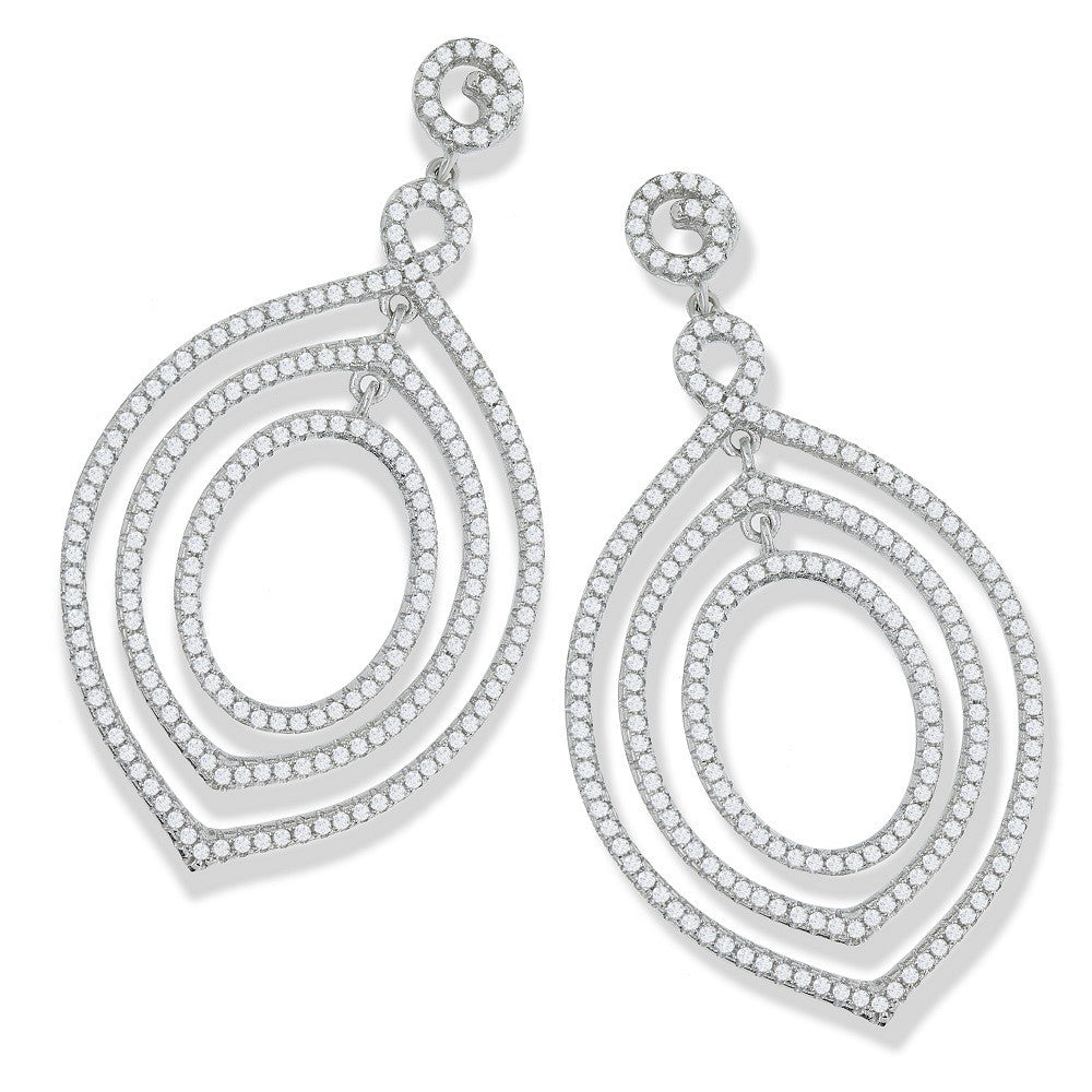 Micro Pave Fancy Drop Cubic Zirconia Earrings - Silver