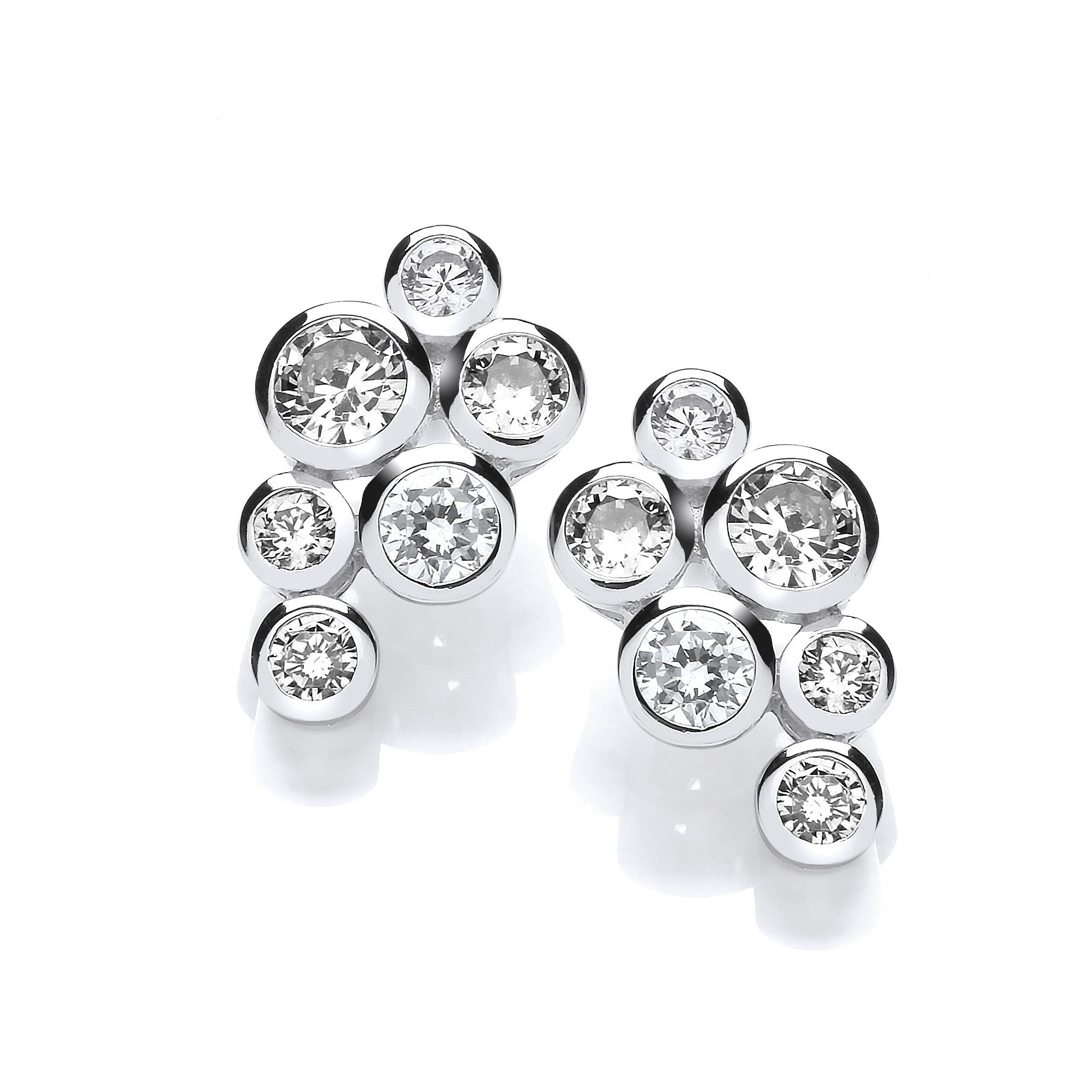 Timeless Style Rubover set Cubic Zirconias Earrings - Silver
