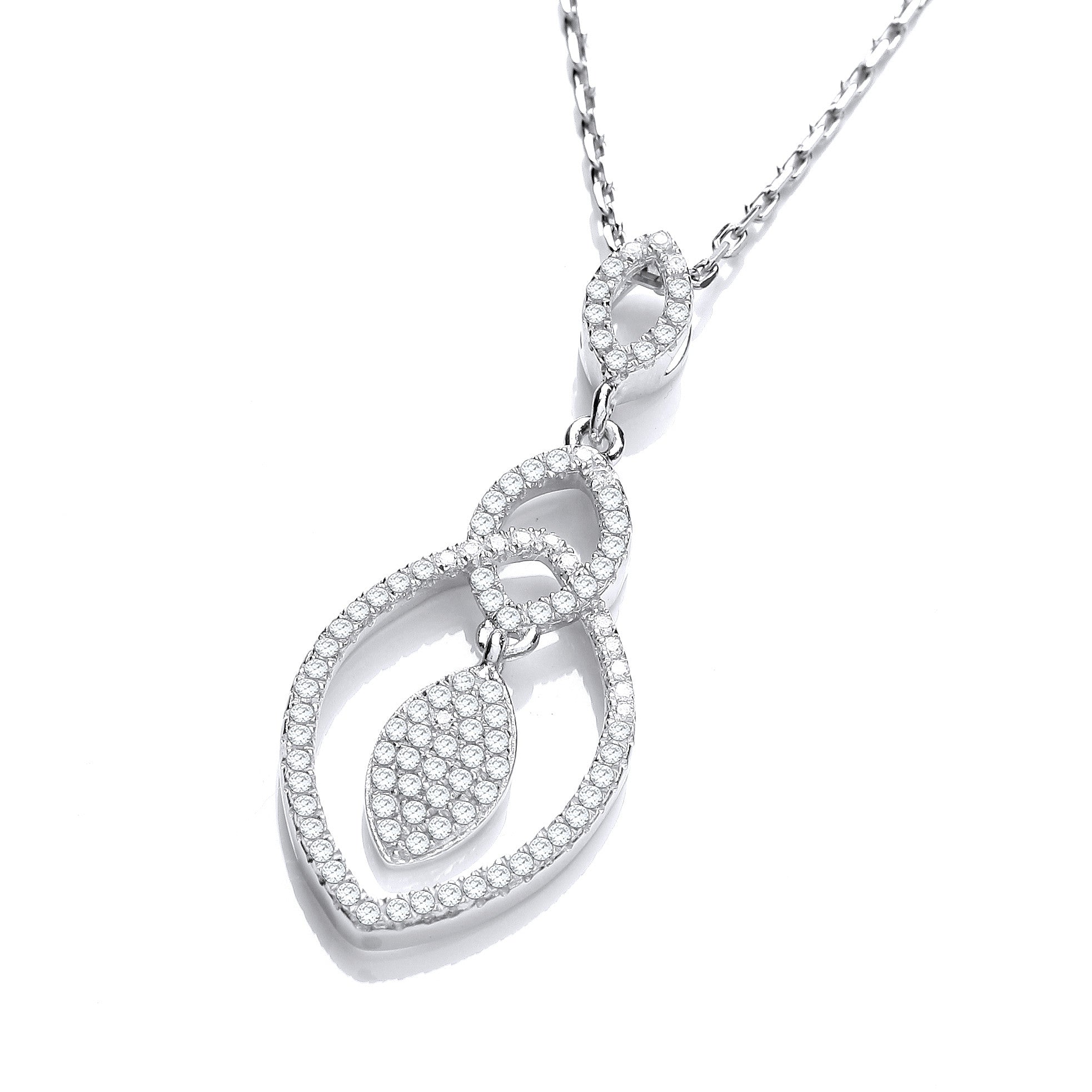 Micro Pave' Teardrop Pendant with 18" Chain - Silver