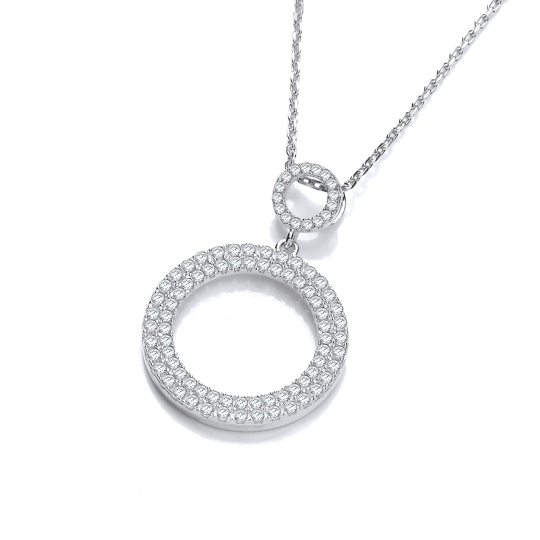 Circle of Life Pave' set Cubic Zirconia Pendant with 18" Chain - Silver
