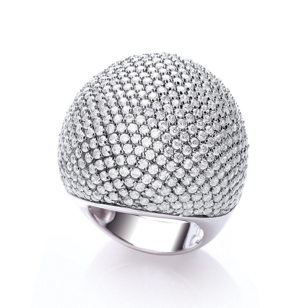 Micro Pave' Big Cocktail Ring 503 White Cz