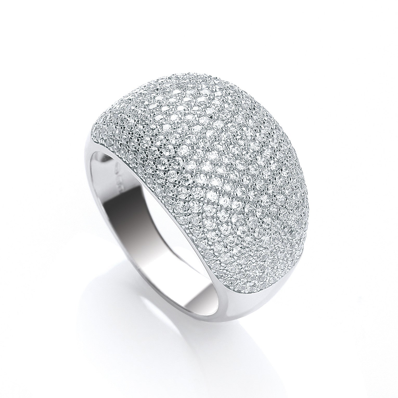 Micro Pave' Cocktail Ring 283 White Cubic Zirconia - Silver