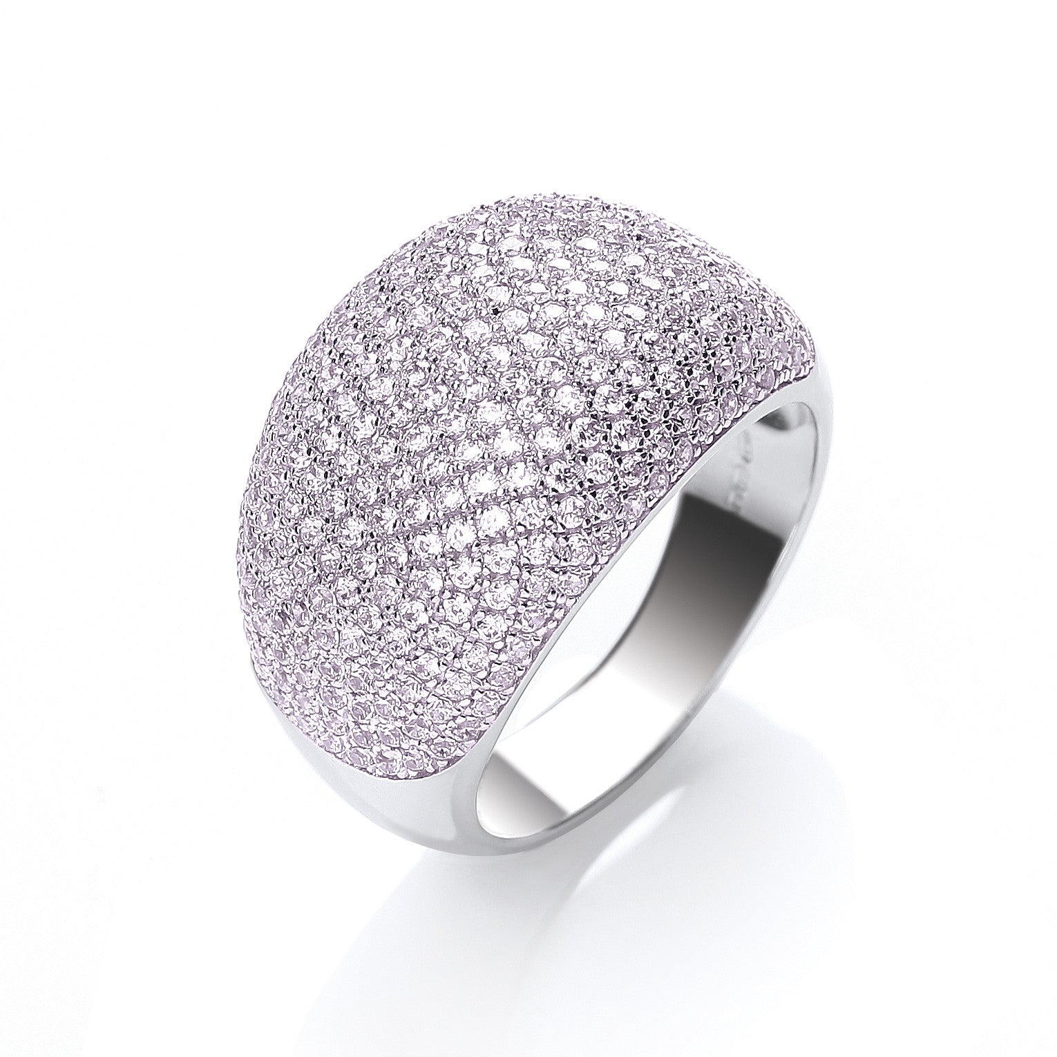 Micro Pave' Cocktail Ring 283 Pink Cubic Zirconia - Silver