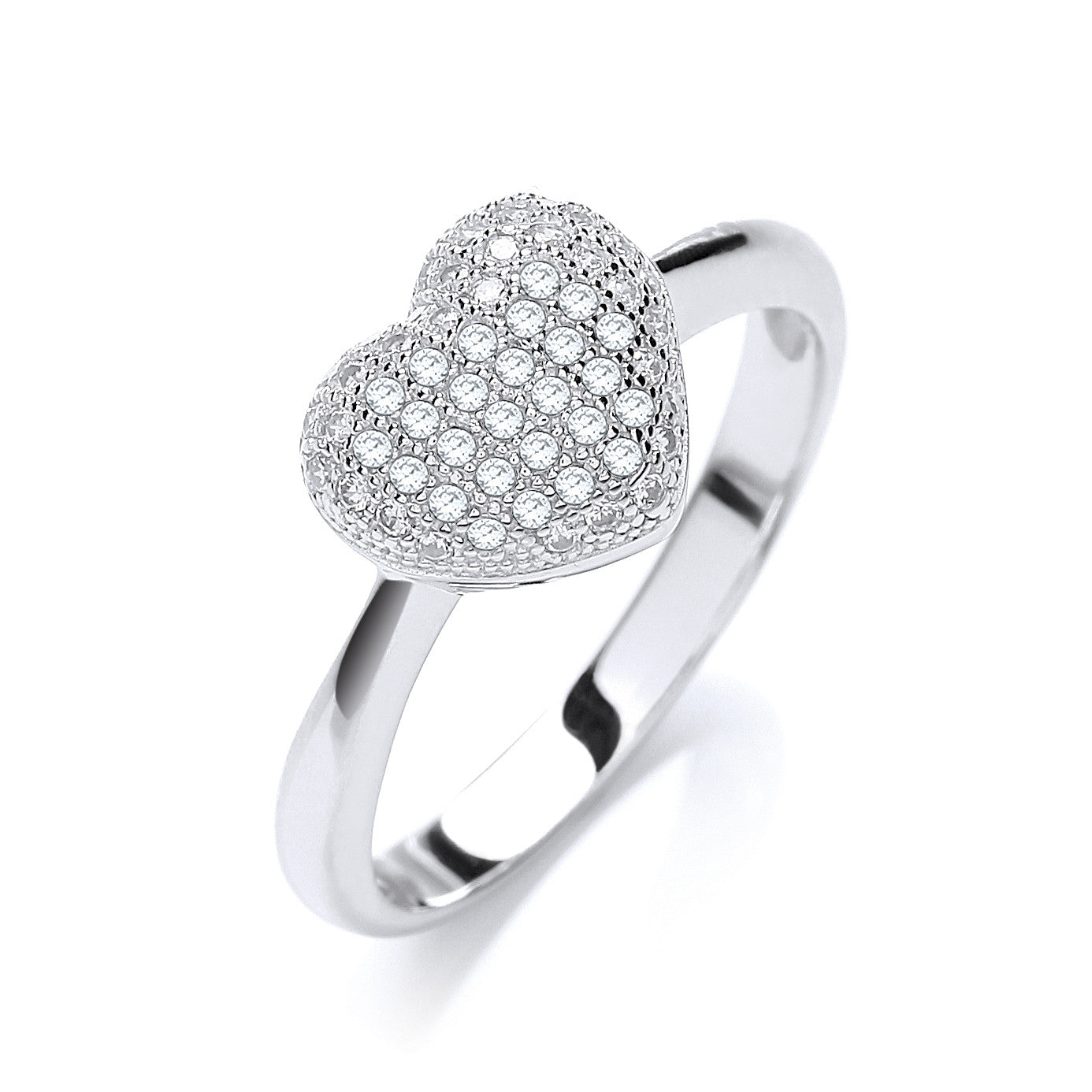 Micro Pave' Heart Shape Ring - Silver