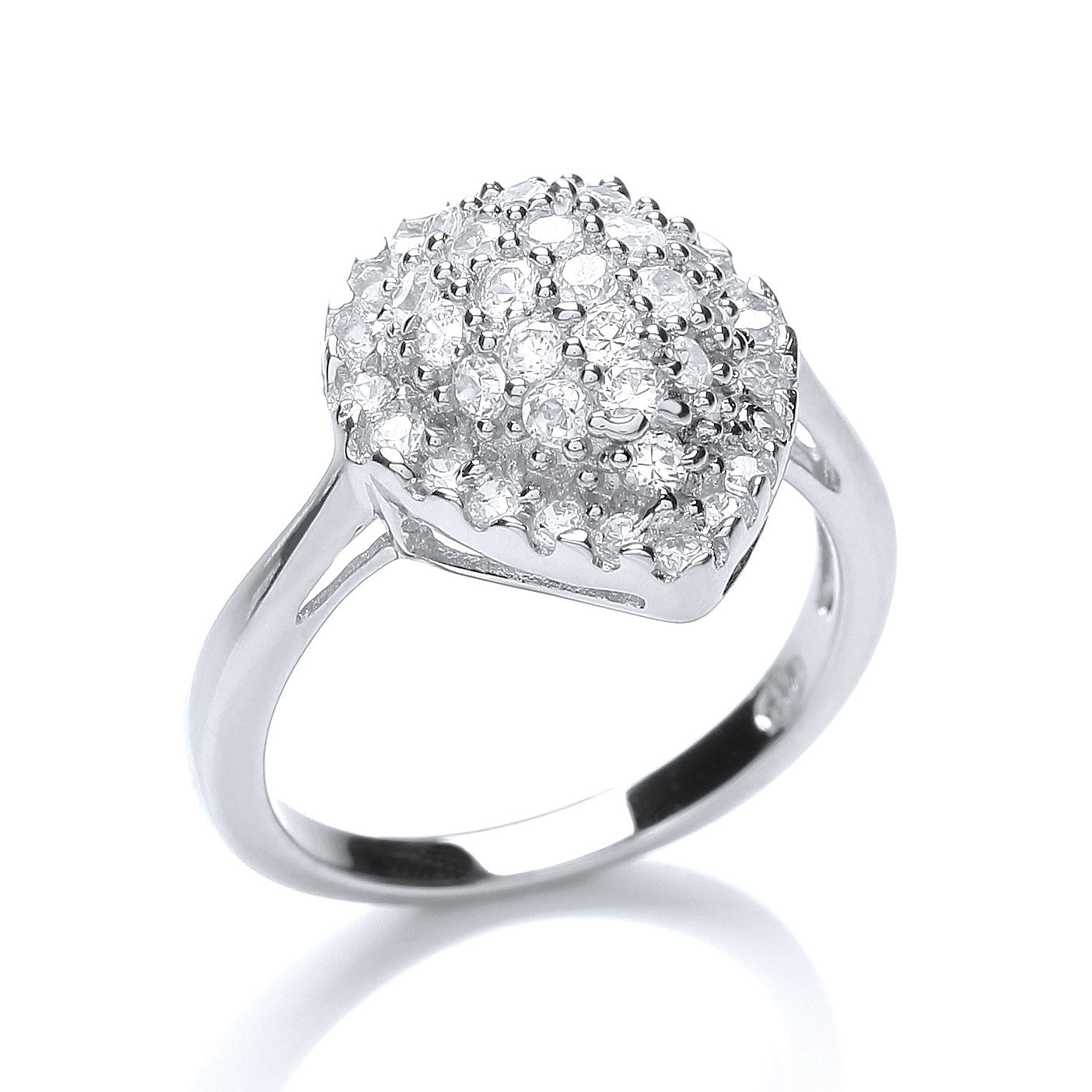 Fancy Pear Shape Cubic Zirconia Ring - Silver