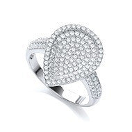 Micro Pave' Pear Shape with Cubic Zirconia on Shoulder Ring - Silver