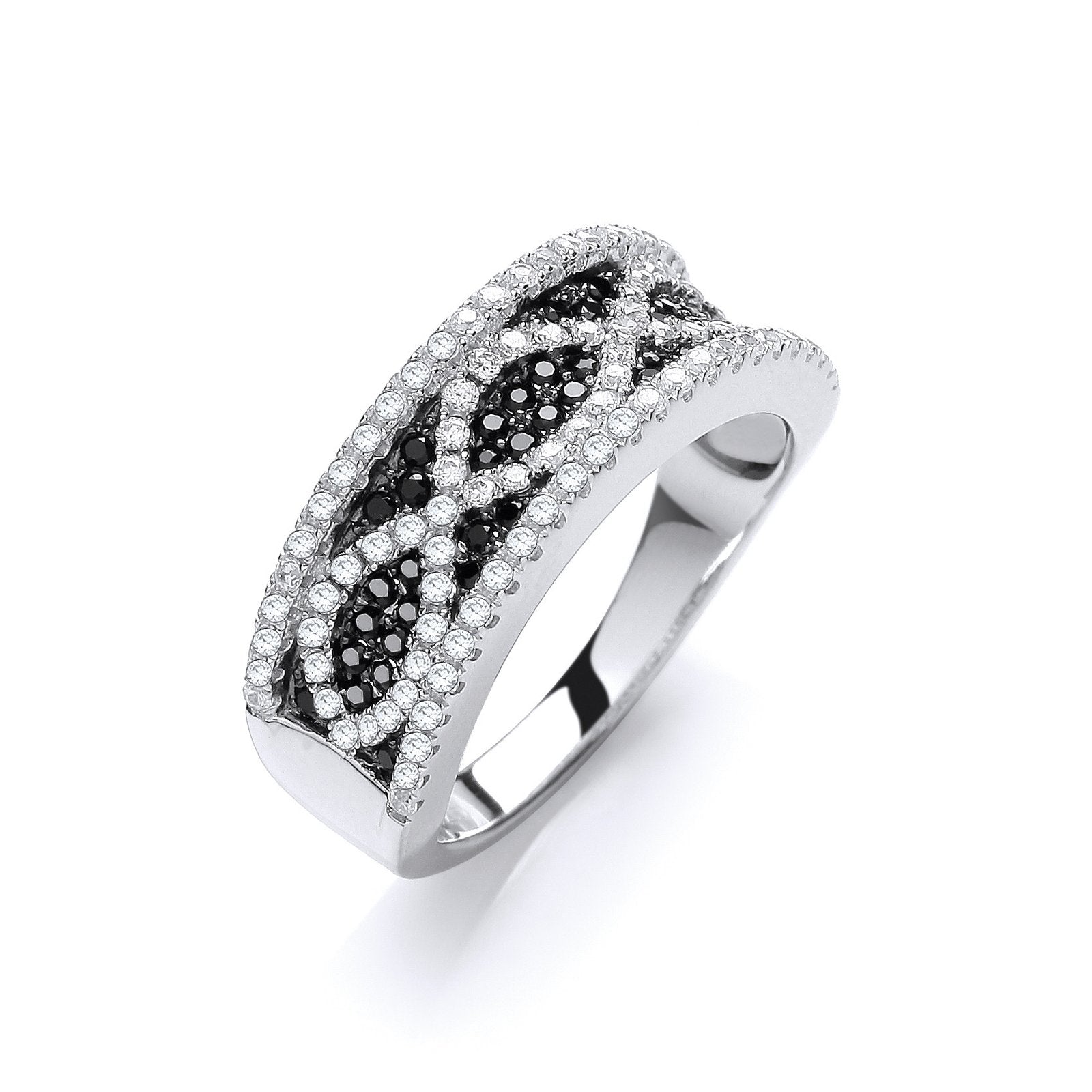 Micro Pave' Black/White Cz Ring