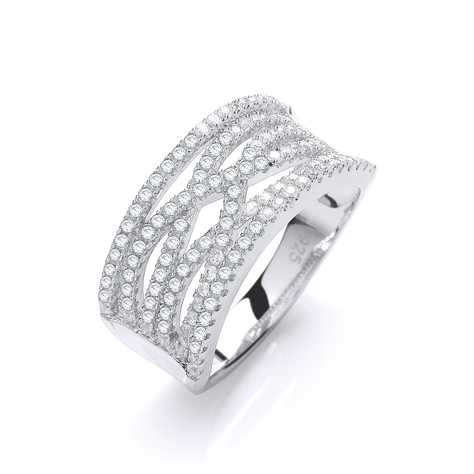 Micro Pave' White Cubic Zirconia Ring - Silver