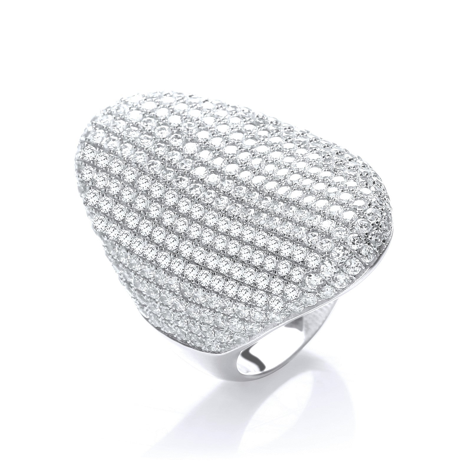 Micro Pave' Long Finger Cubic Zirconia Ring - Silver