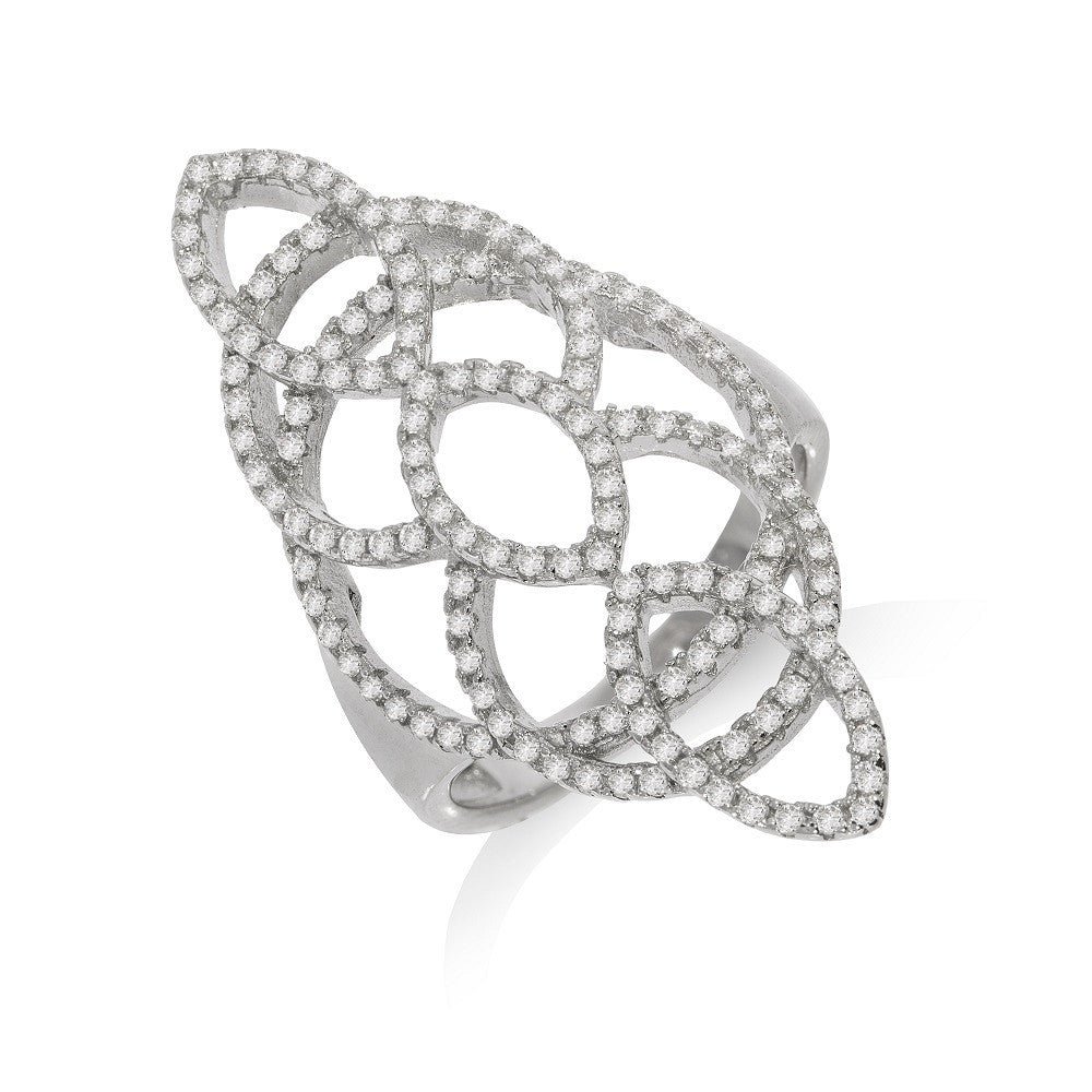 Micro Pave Silver Cubic Zirconia Ring - Silver