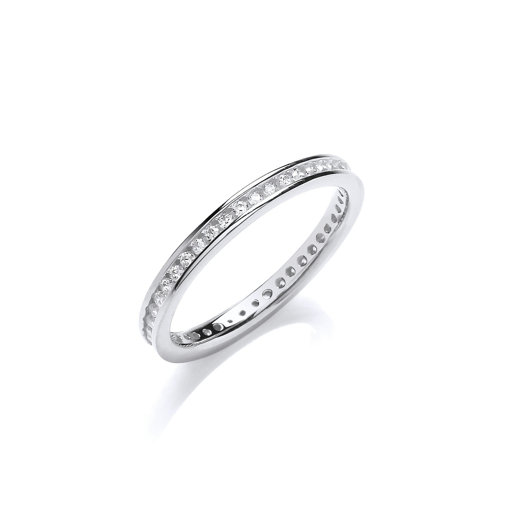 2mm Full ET Rd/Bril. Cubic Zirconia Silver Ring - Silver