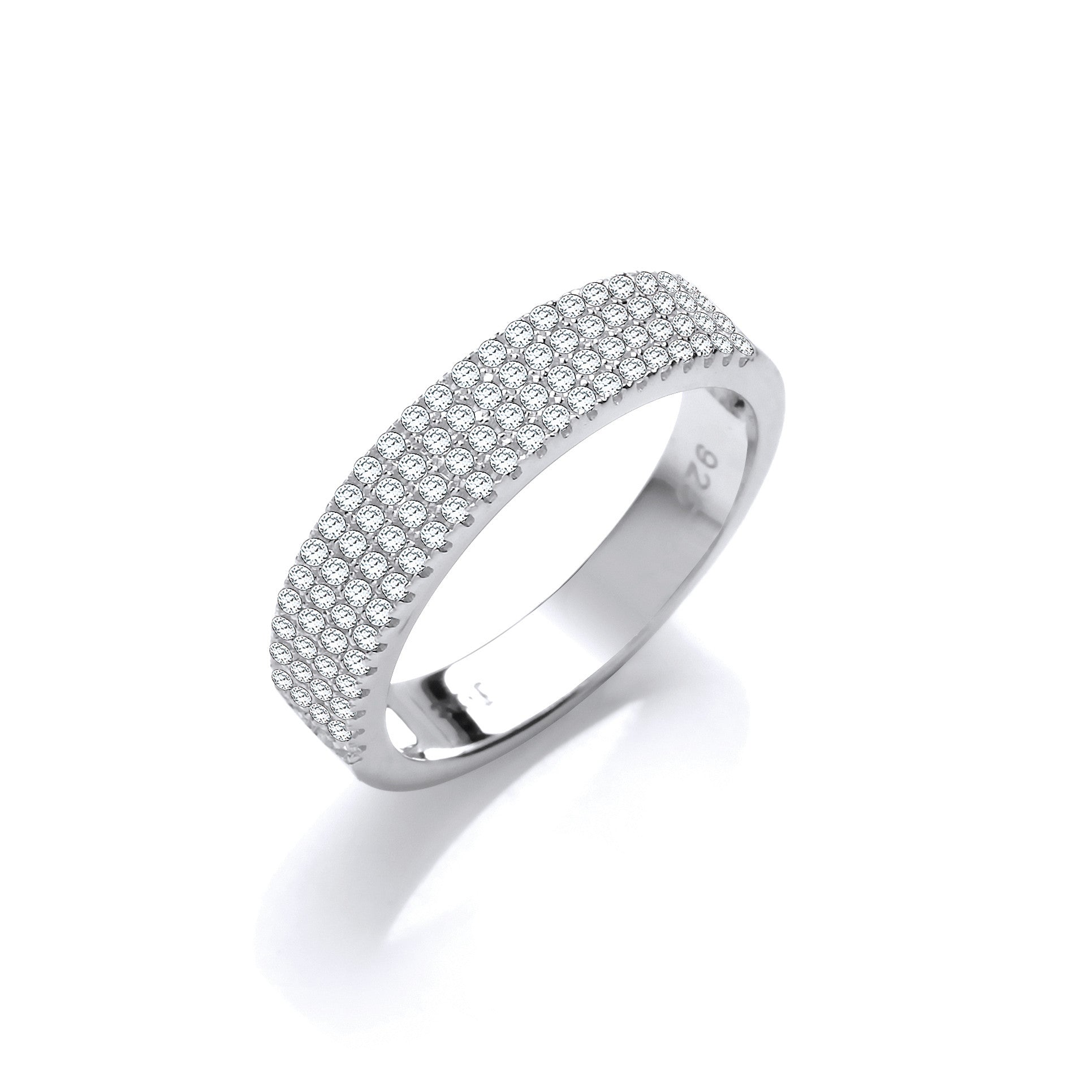 Micro Pave' Half ET Cubic Zirconia Silver Ring - Silver