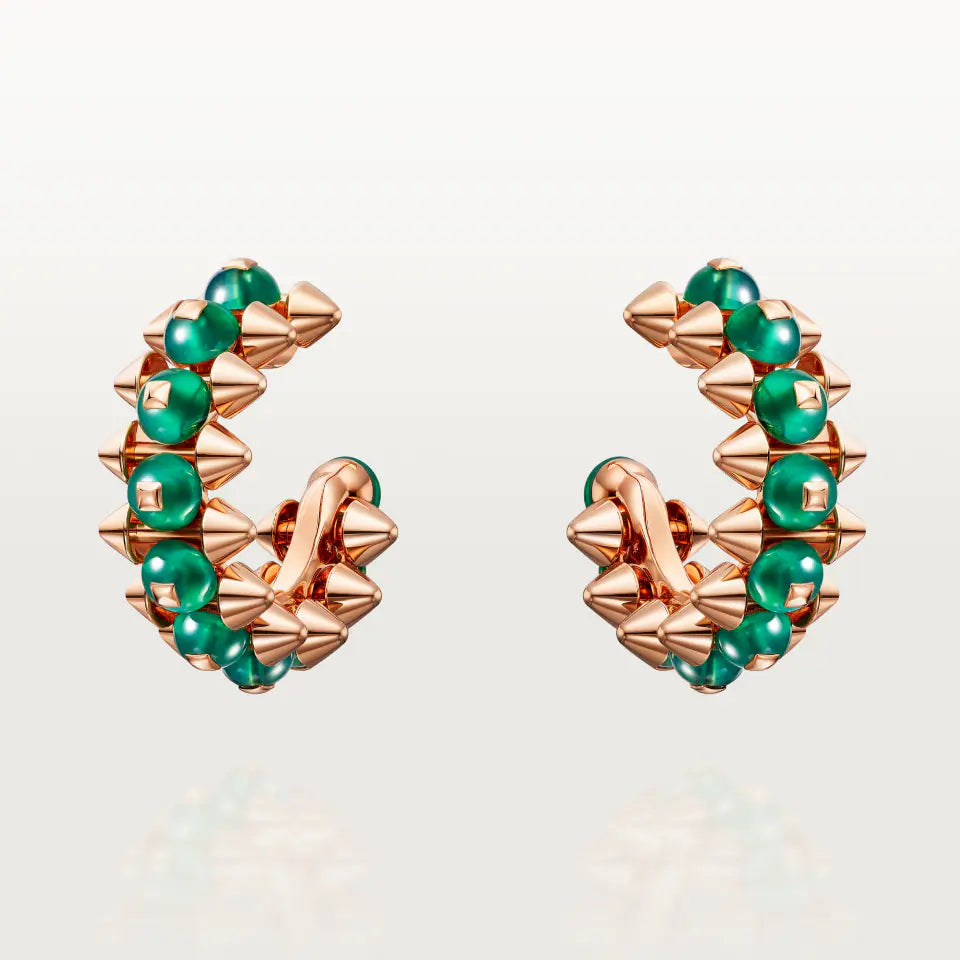 Cartier Clash de Cartier Earrings Green-Dyed Agate 18K Rose Gold