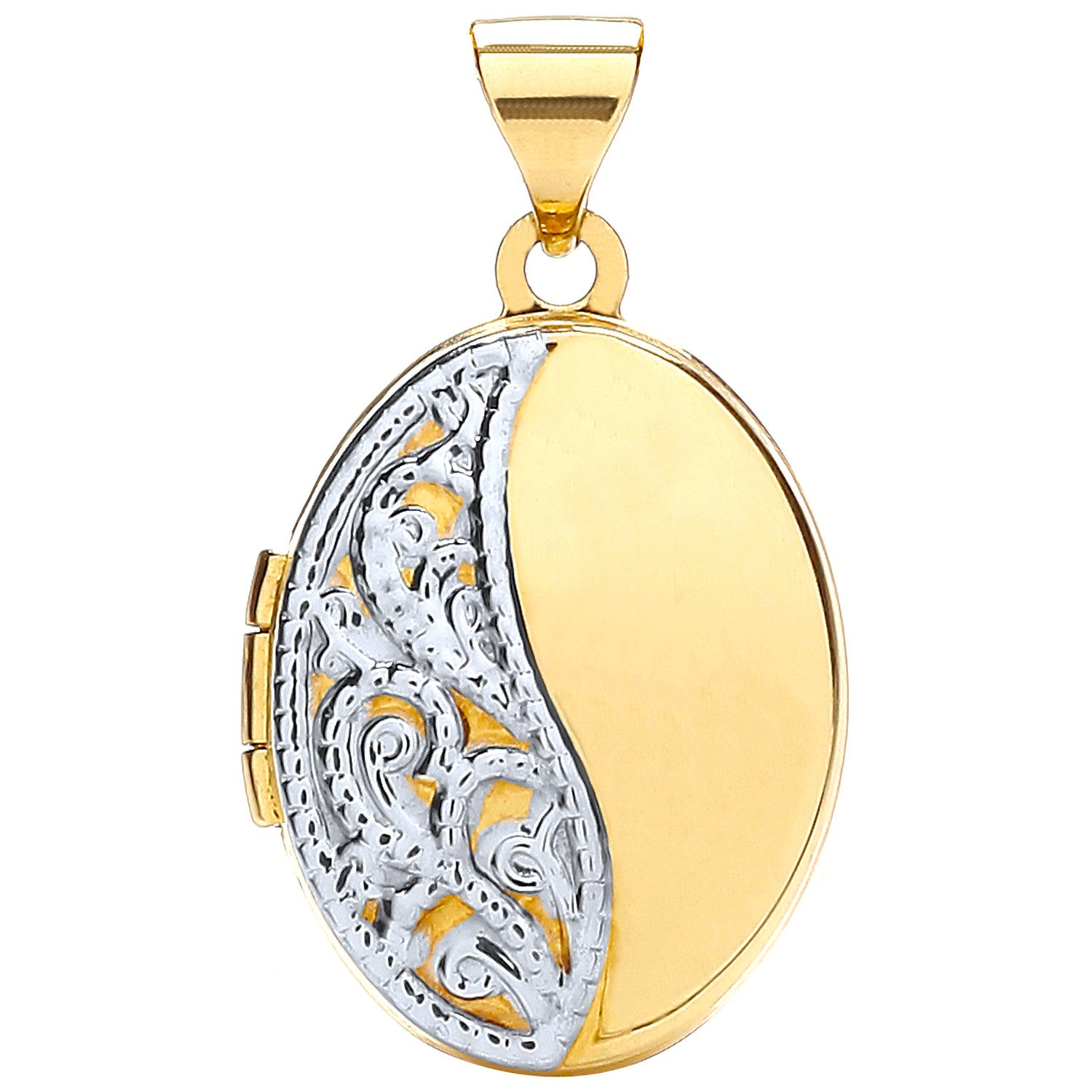 Yellow/White Oval Shaped Locket - 9ct Gold