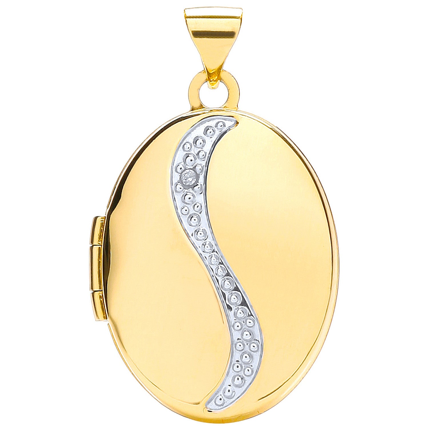 Yellow Gold Oval Shaped Locket with Diamond - 9ct Gold