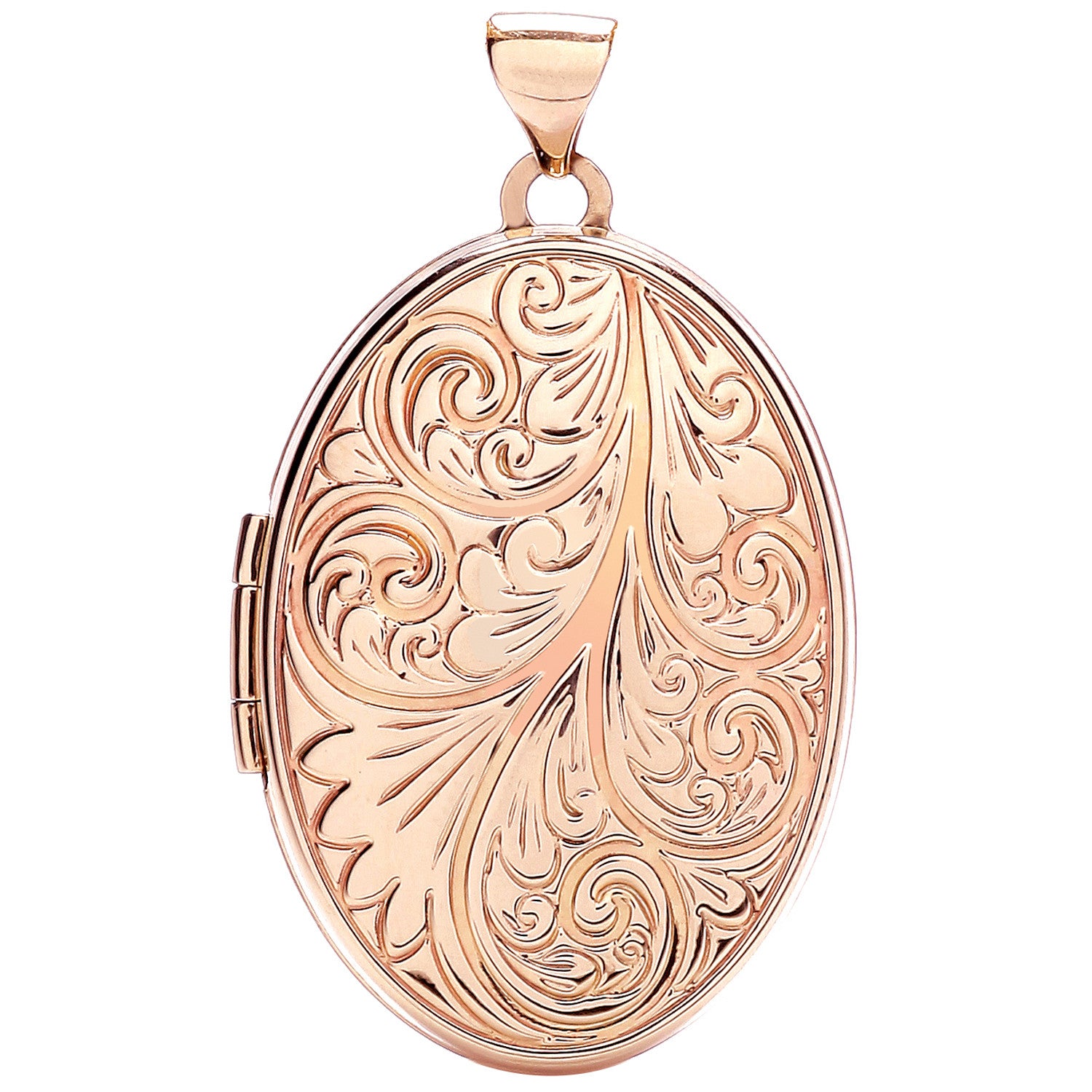 Rose Gold Oval Locket with design - 9ct Gold