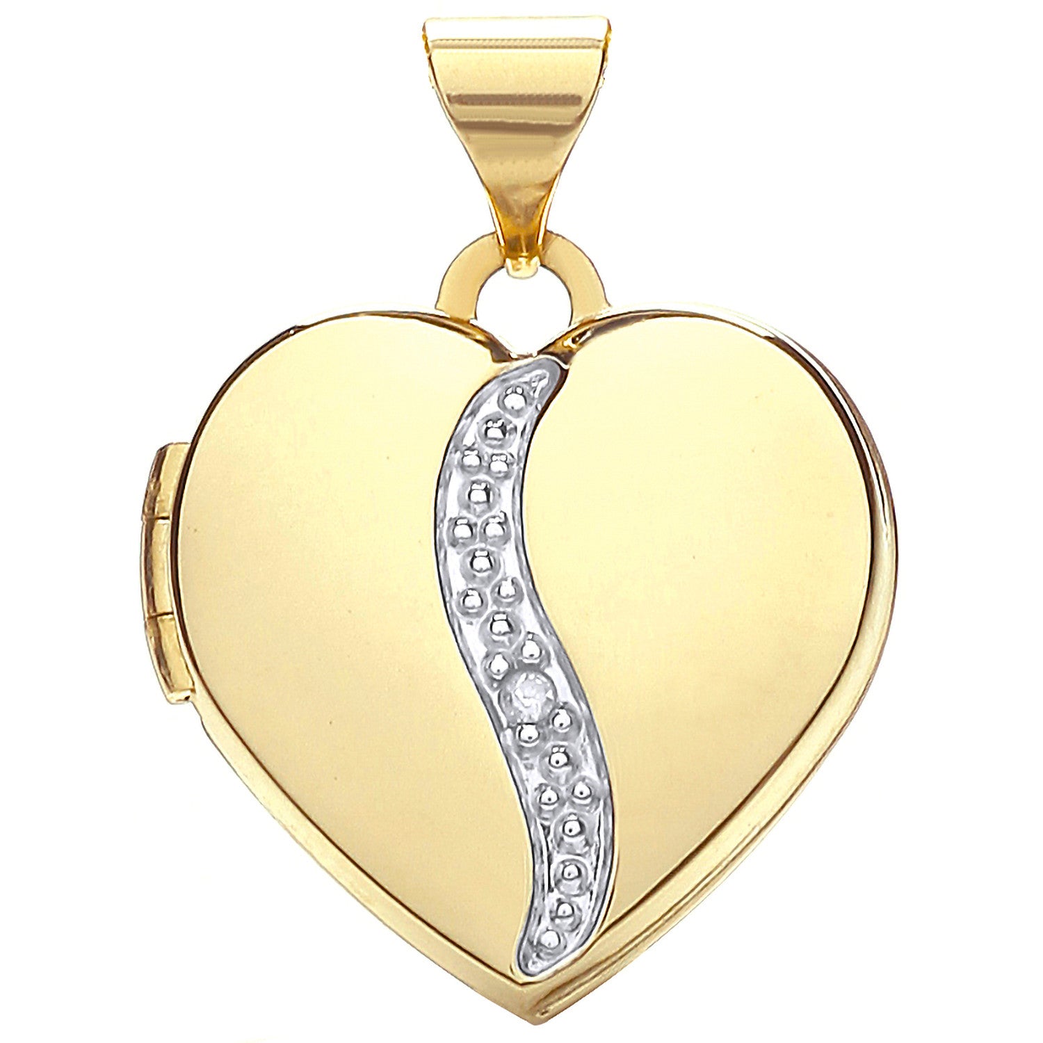 Yellow Gold Heart Shape Locket with Diamond - 9ct Gold