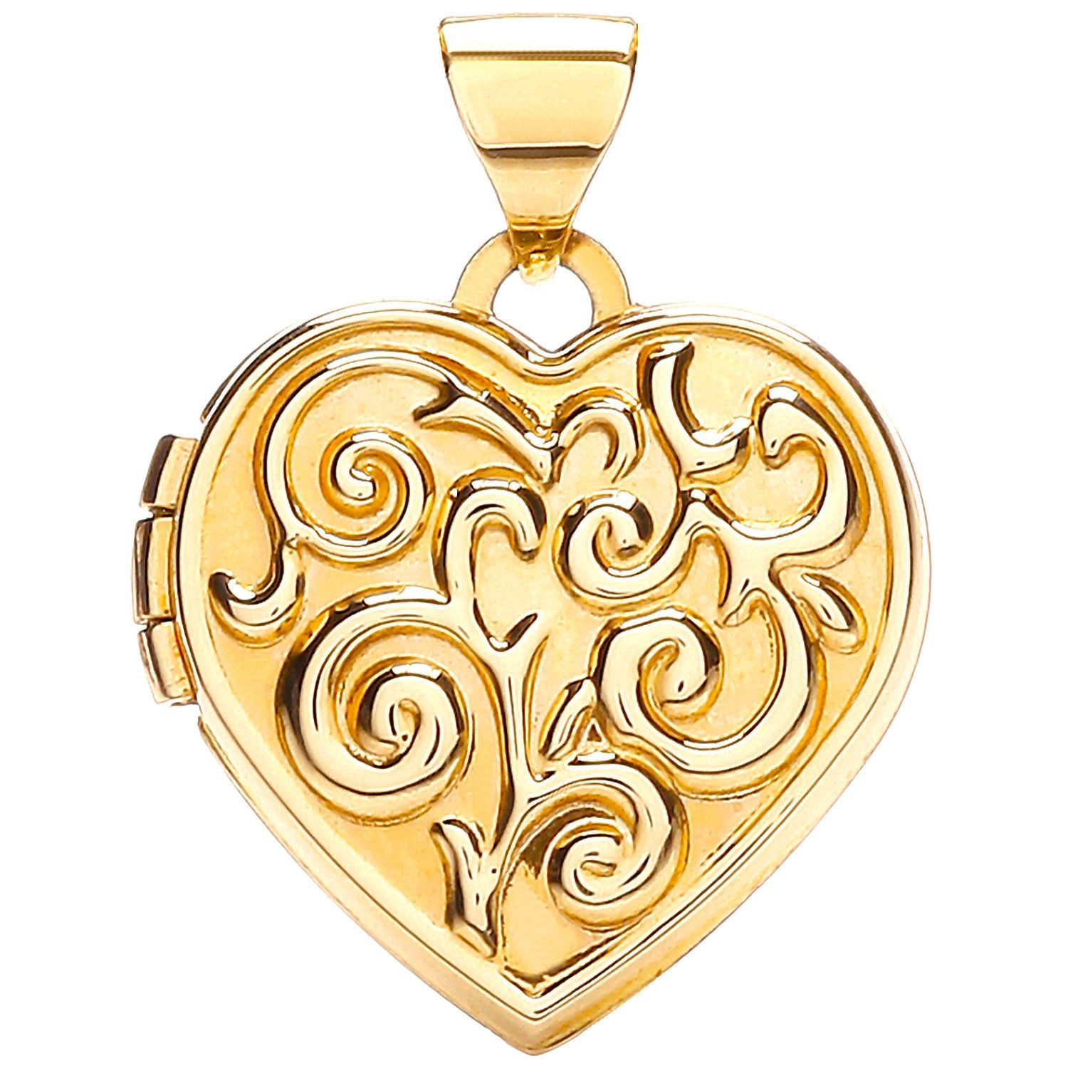 Yellow Gold Heart Shape Locket with design - 9ct Gold