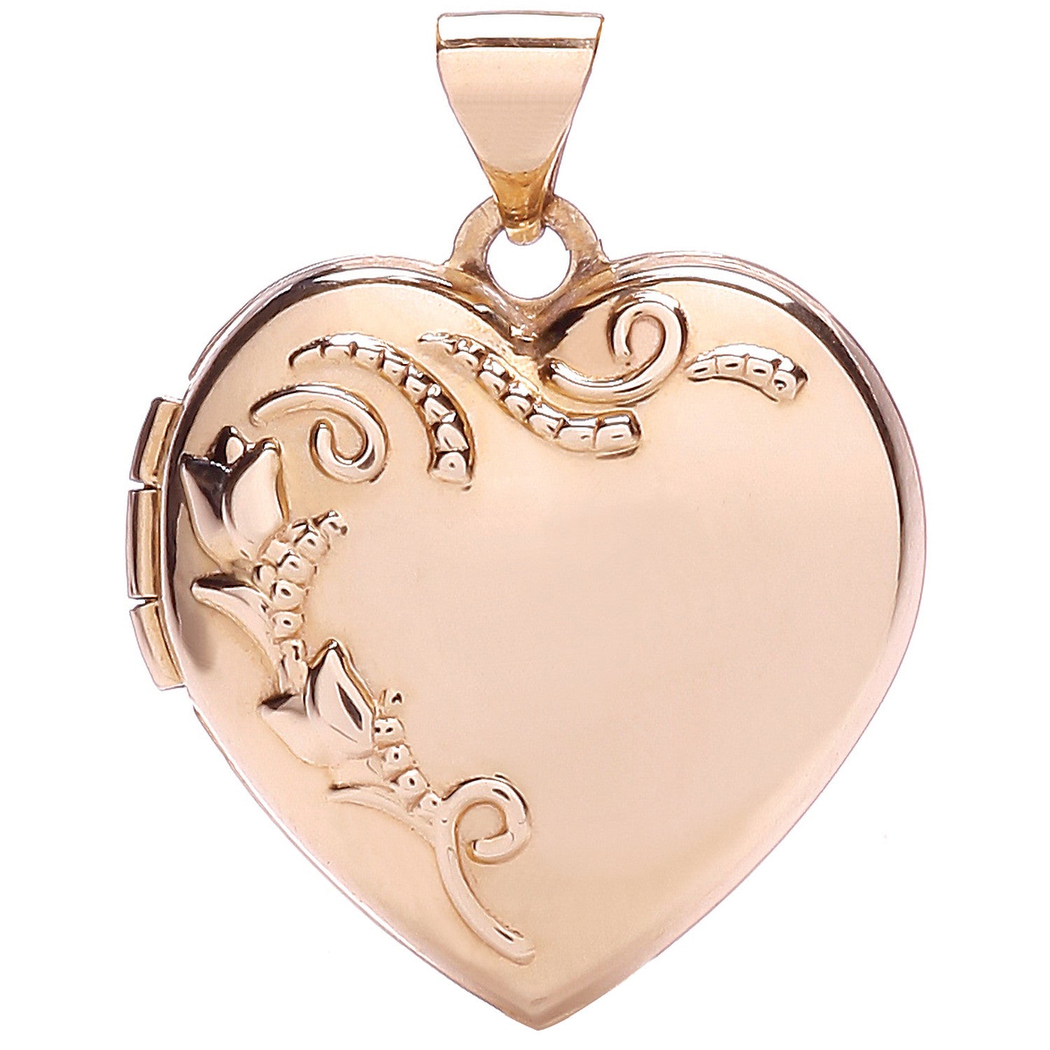 Rose Gold Heart Shape Locket with design - 9ct Gold