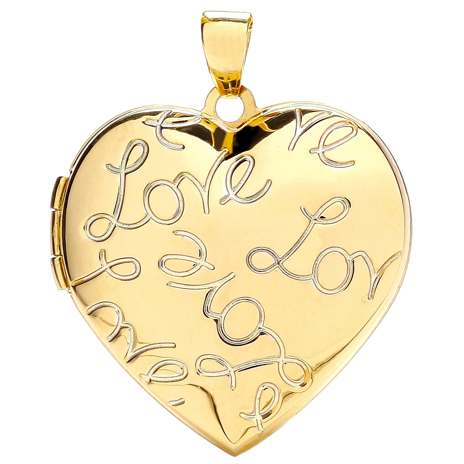 Yellow Gold Heart Shape Locket with Love engraved - 9ct Gold