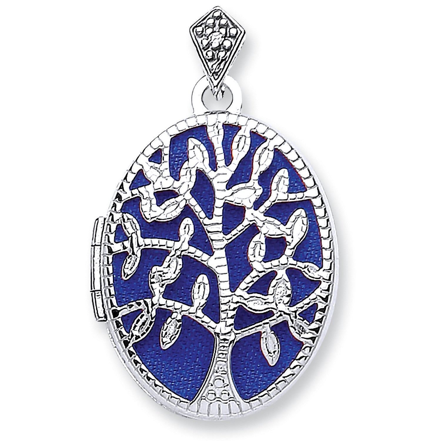 White Gold Oval Tree design Locket - 9ct Gold