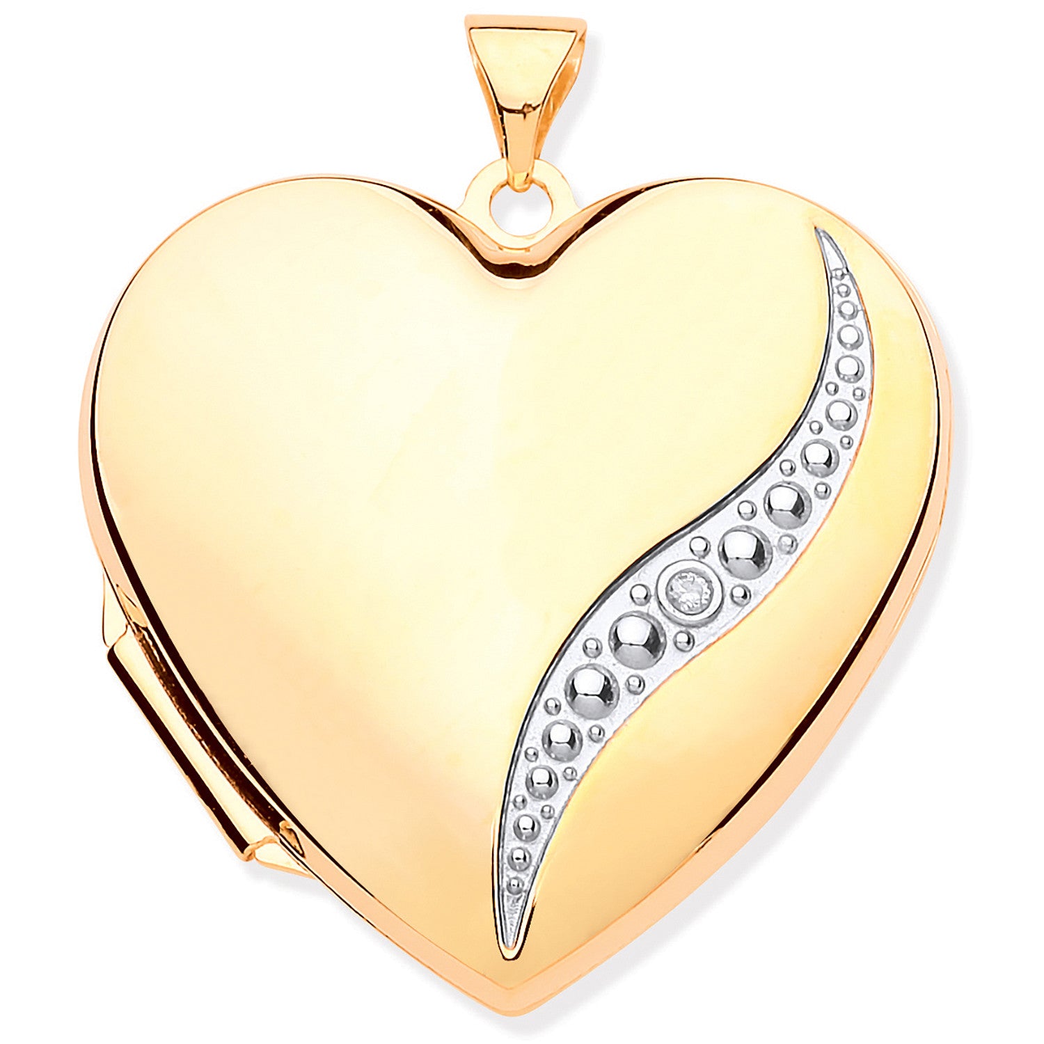 Yellow Gold Large Heart Shape Locket with Diamond - 9ct Gold
