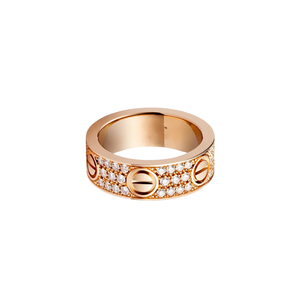 Cartier Love Ring Paved Diamonds 18ct Rose Gold
