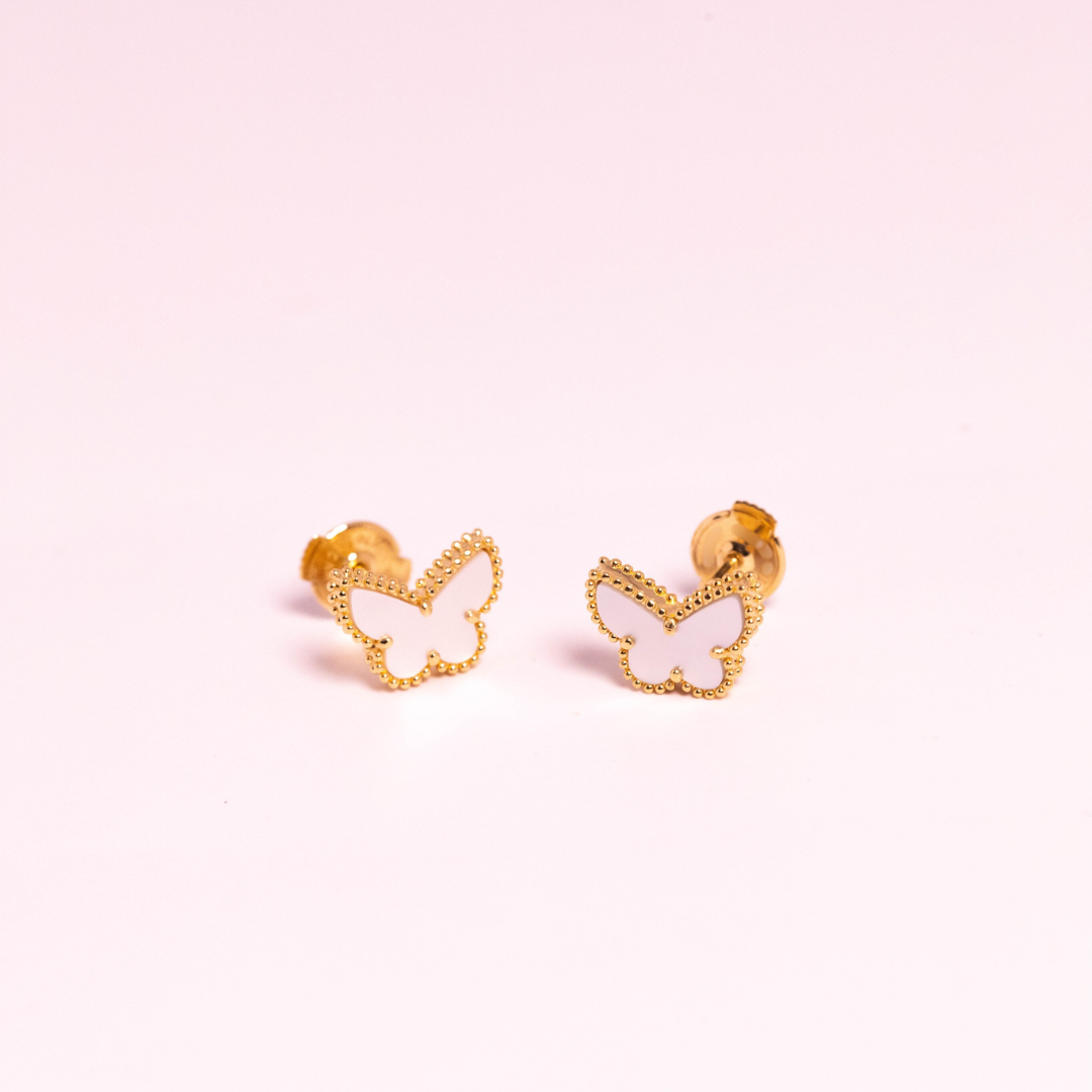 Van Cleef & Arpels Sweet Alhambra Butterfly Earrings Mother-Of-Pearl 18K Yellow Gold