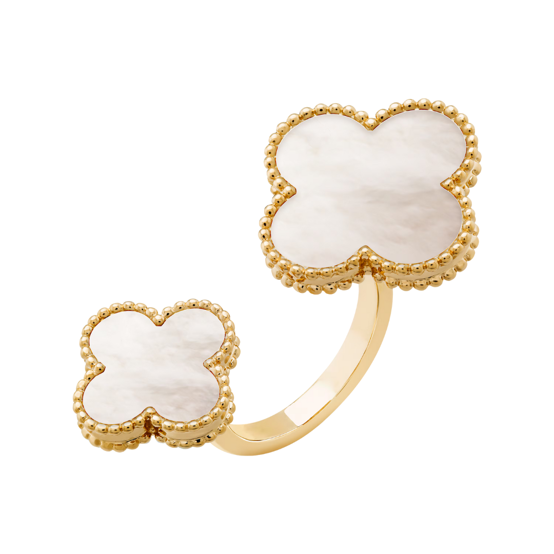 Van Cleef & Arpels Magic Alhambra Between the Finger Ring Mother-Of-Pearl 18K Yellow Gold