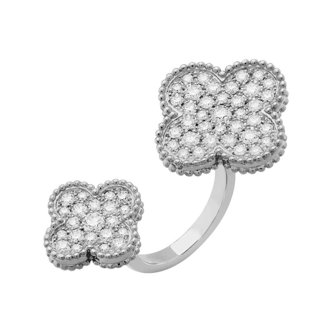 Van Cleef & Arpels Magic Alhambra Between the Finger Ring Diamonds 18K White Gold