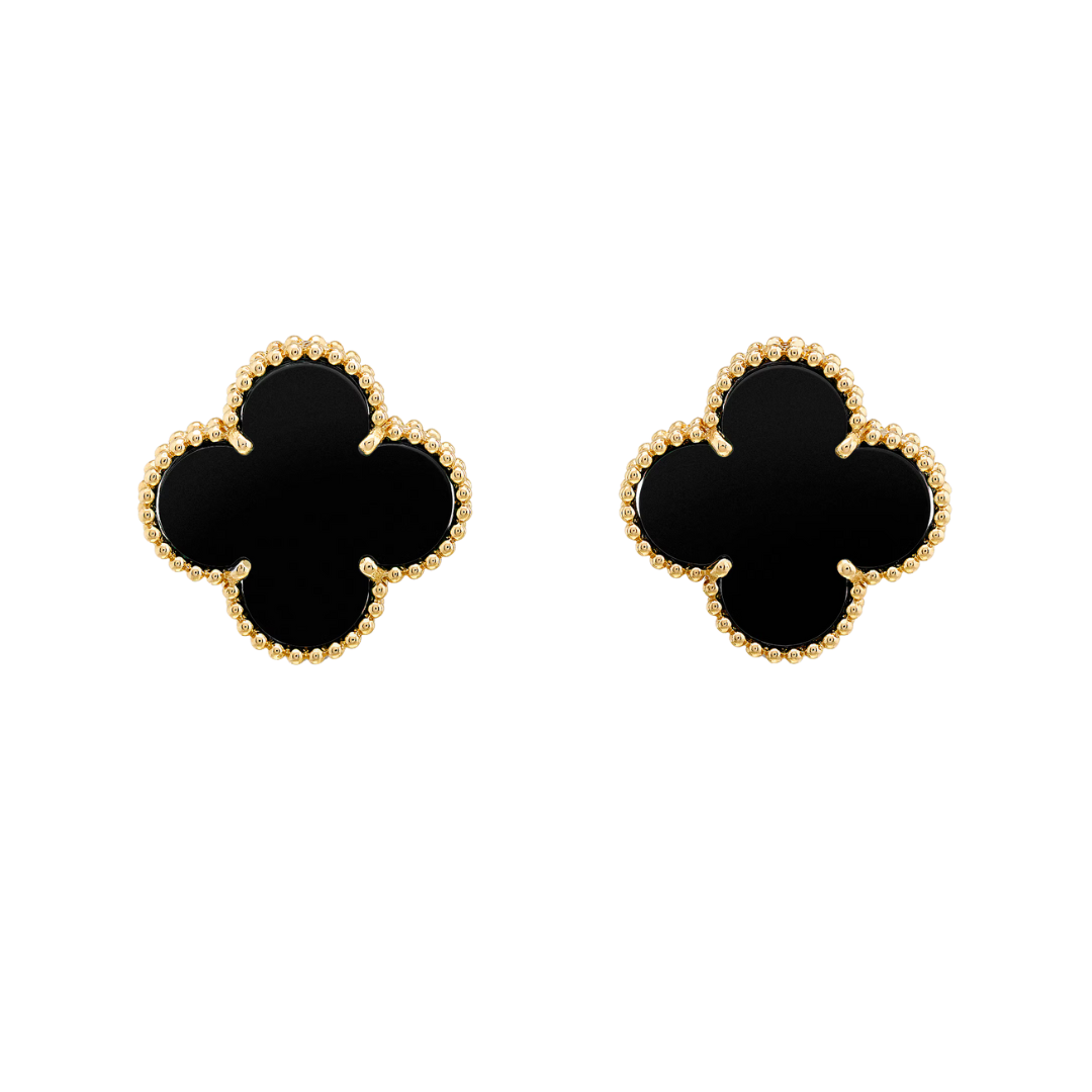 Van Cleef & Arpels Magic Alhambra Earrings Onyx 18K Yellow Gold
